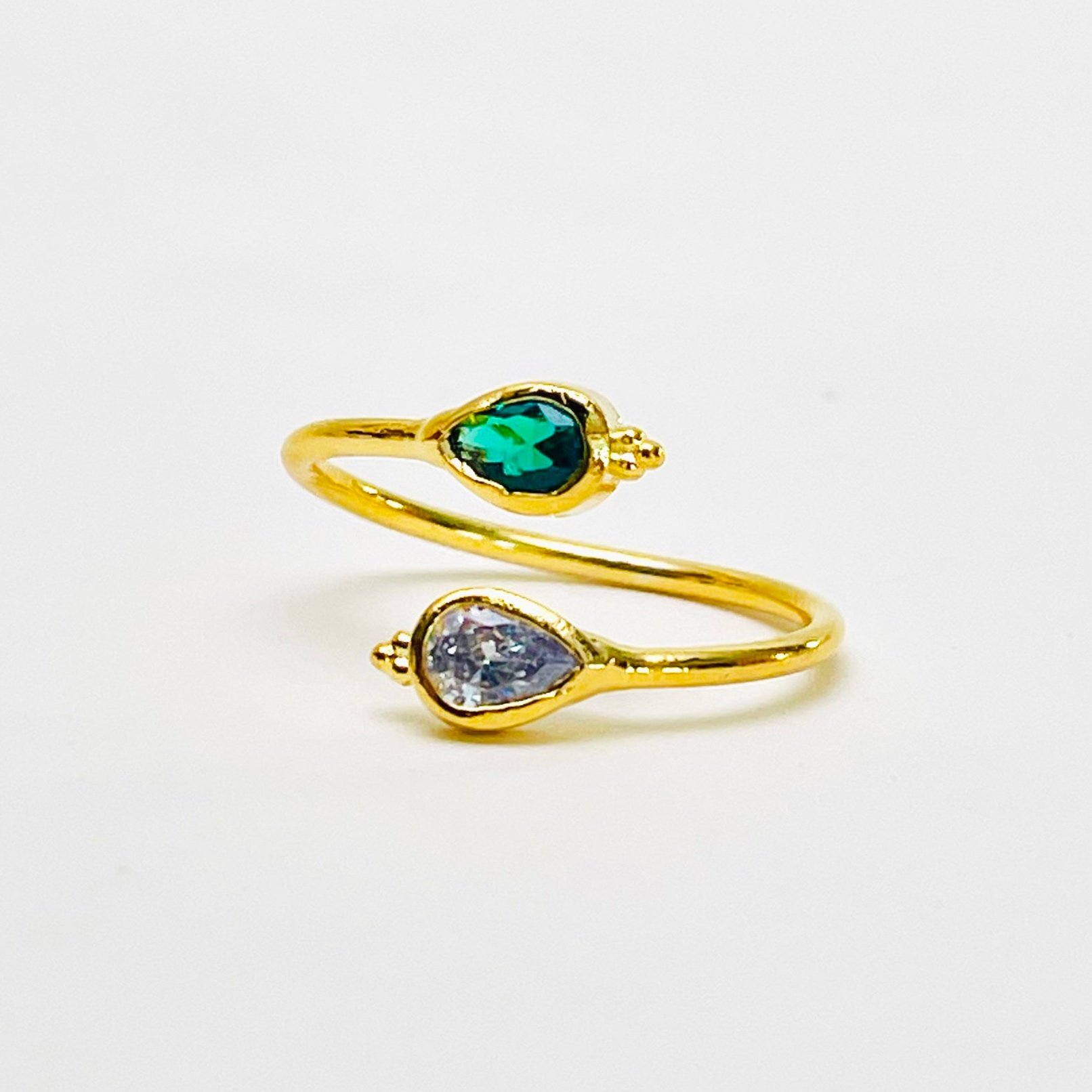 Emerald and Crystal Duo Ring