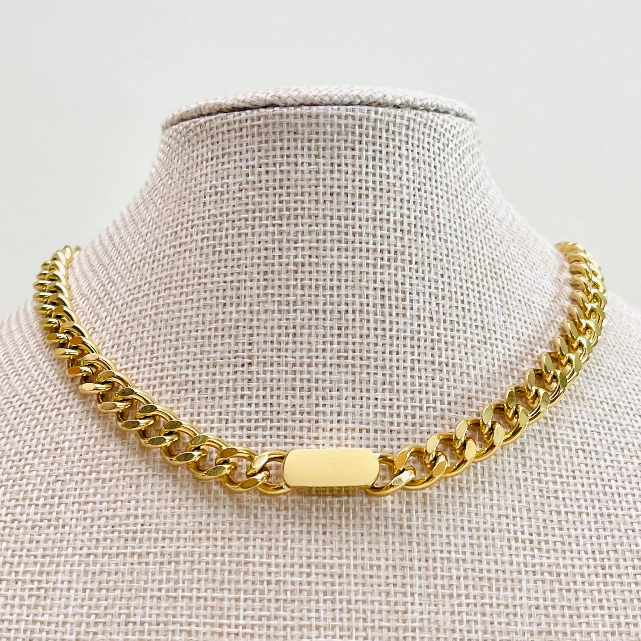 Statement Gold Plaque Curb Chain