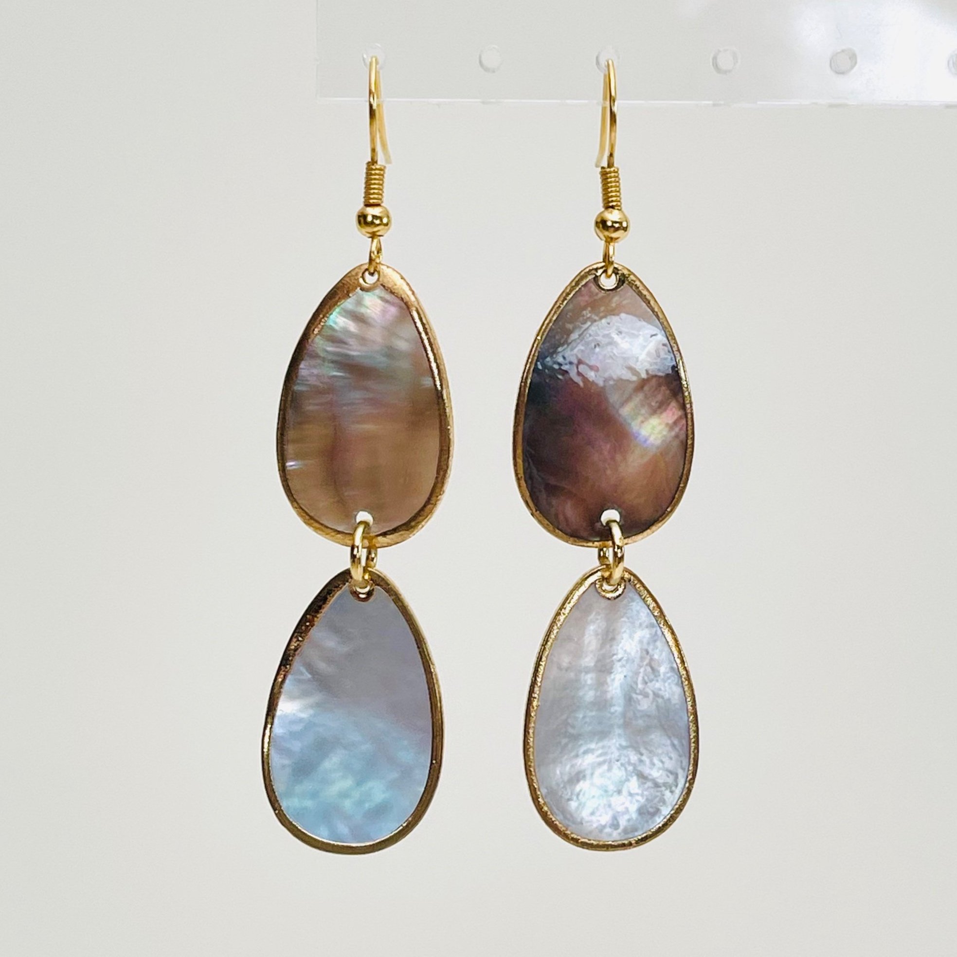 Statement White and Grey Mother of Pearl Earrings