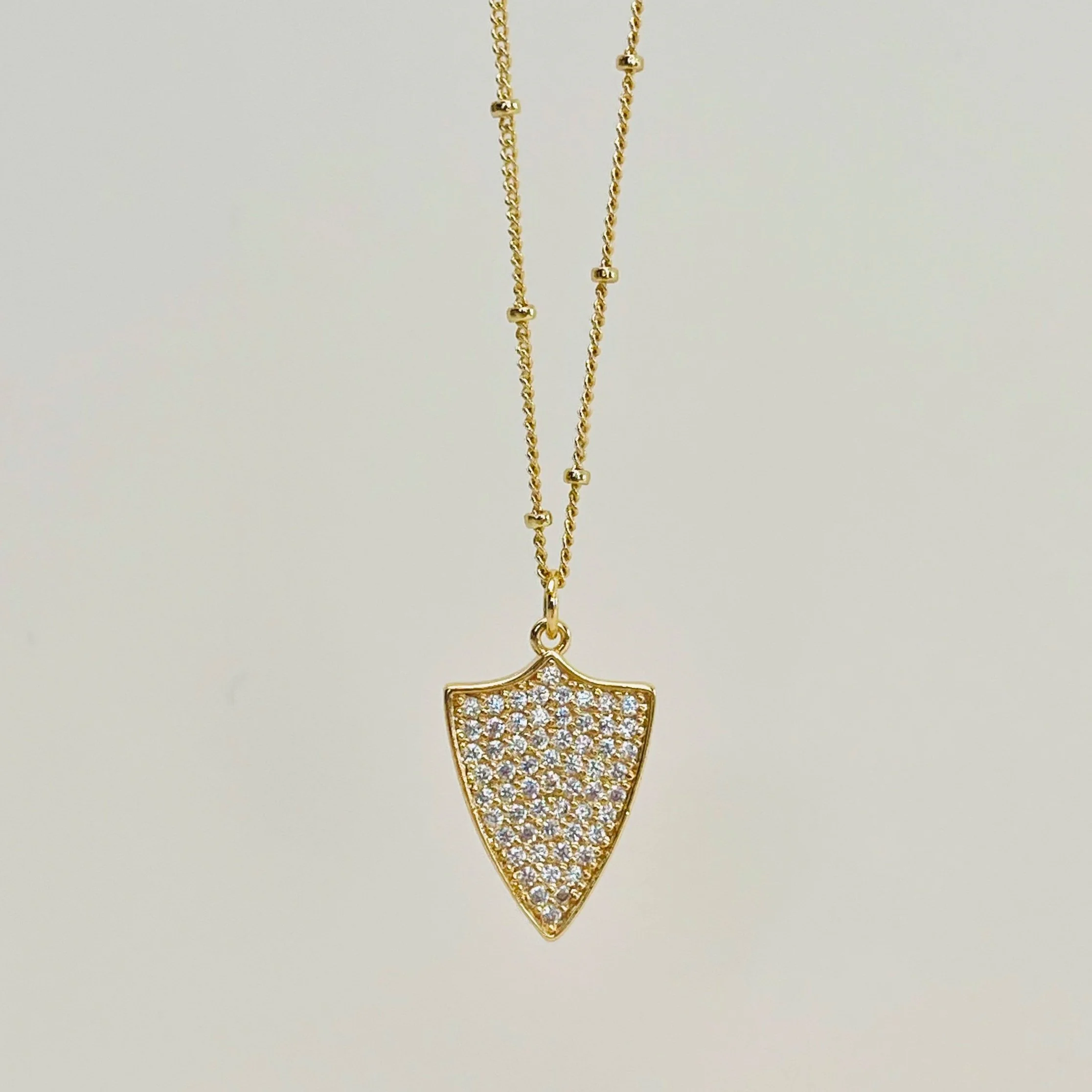 Pave Crystal Shield Pendant