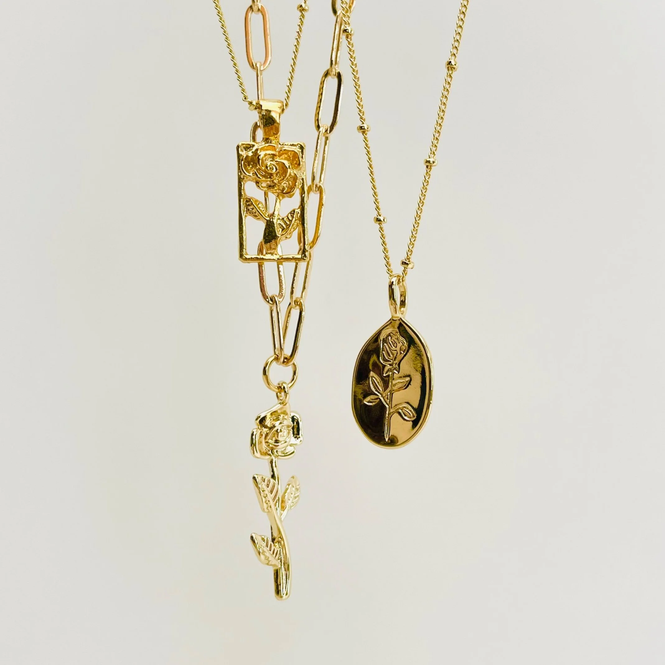 Golden Wild Rose Pendants