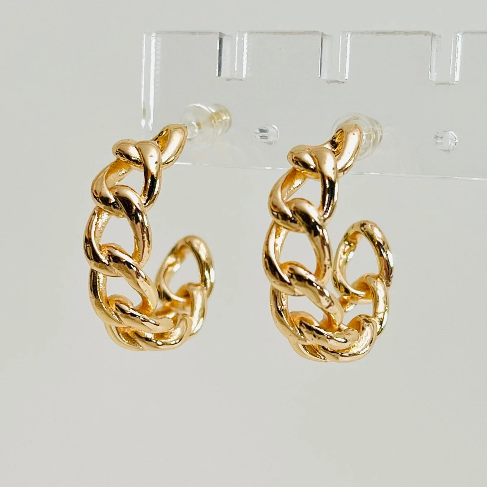 The Golden Curb Chain Hoops