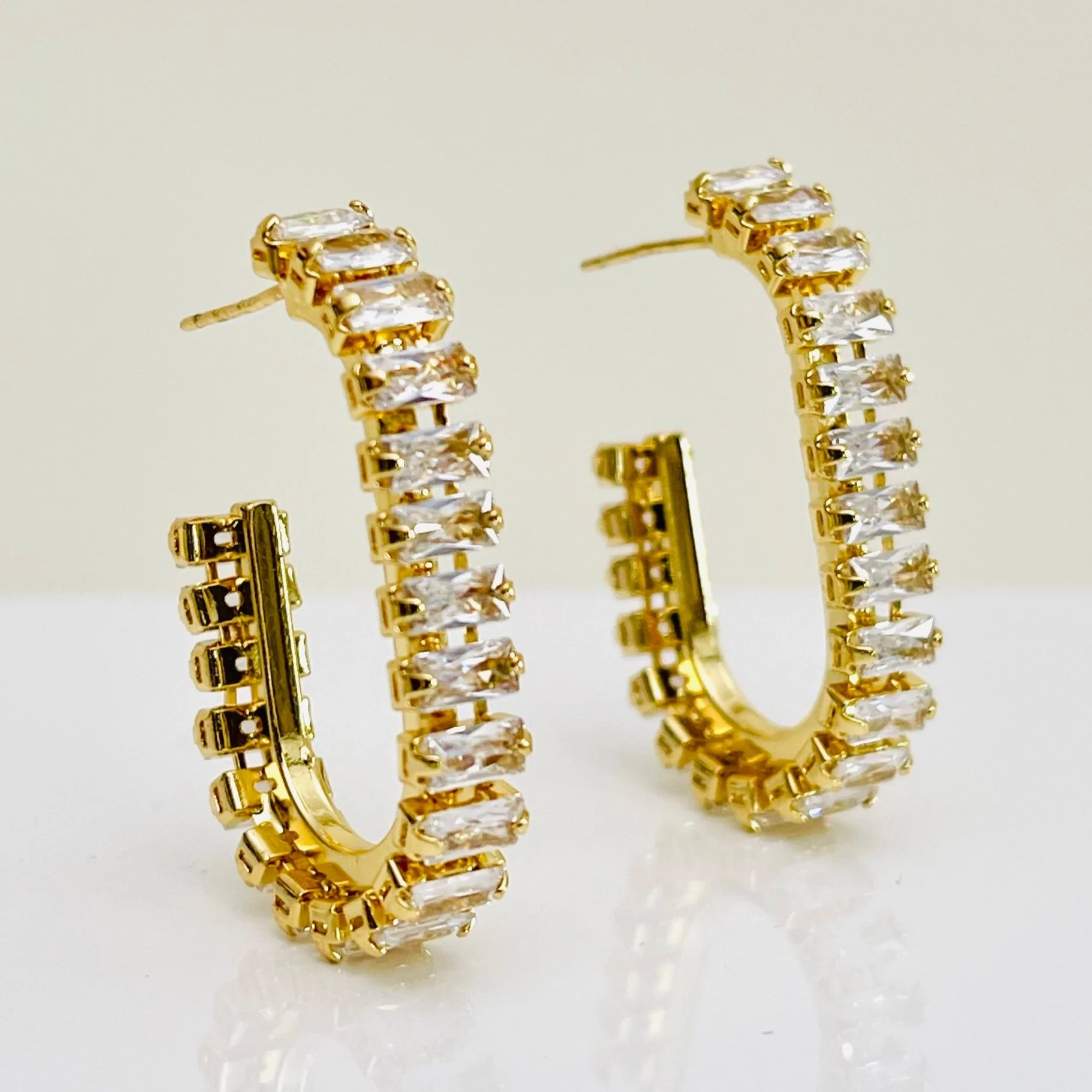 Baguette Crystal Hoops