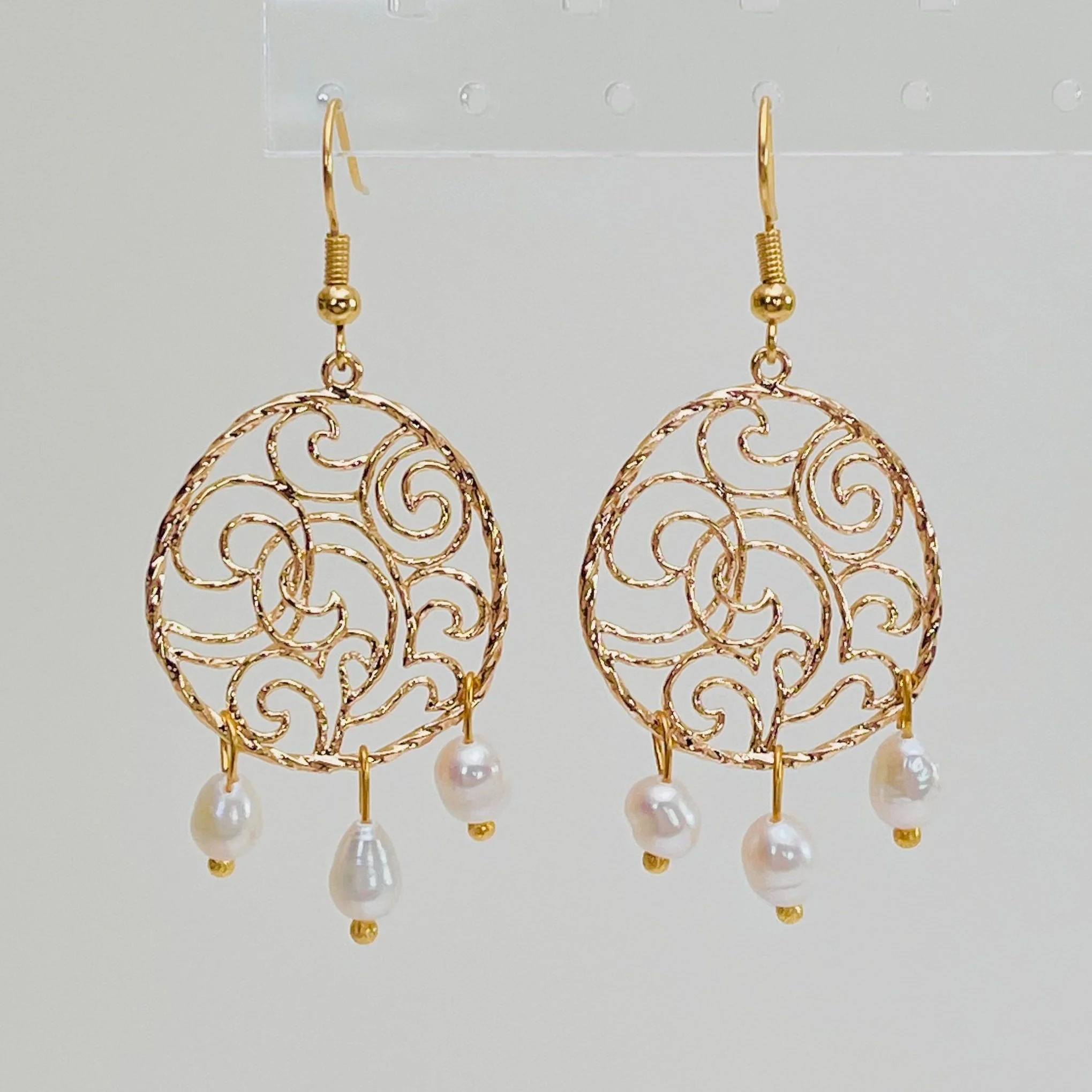 Gold Filigree Pearl Drops