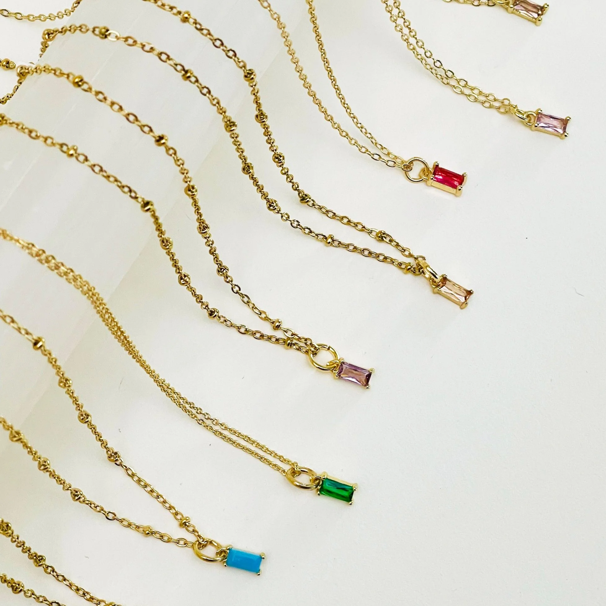 Baguette Crystal Pendant Necklace