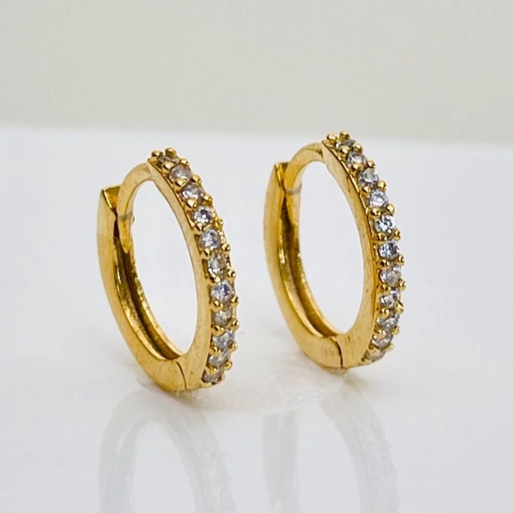 The Crystal Pave Huggie Hoops