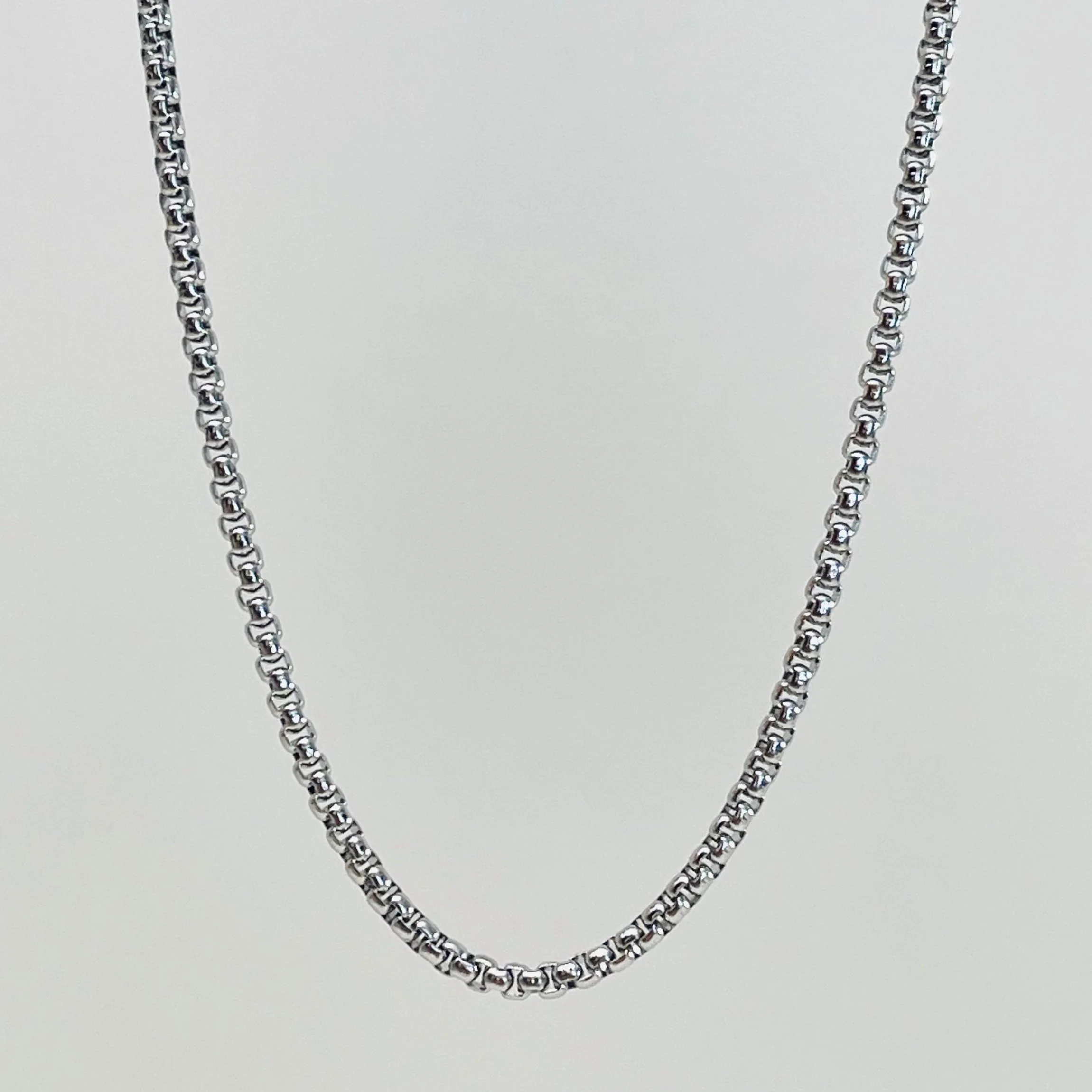 2mm Rounded Silver Box Chain Layering Chain - Stainless Steel