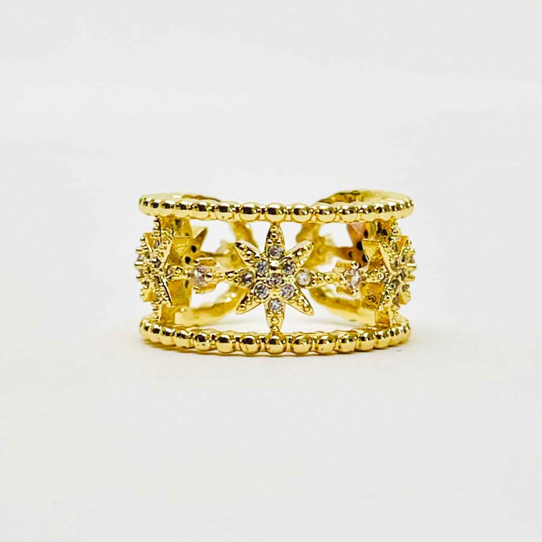 The Crystal Star Trio Band Ring