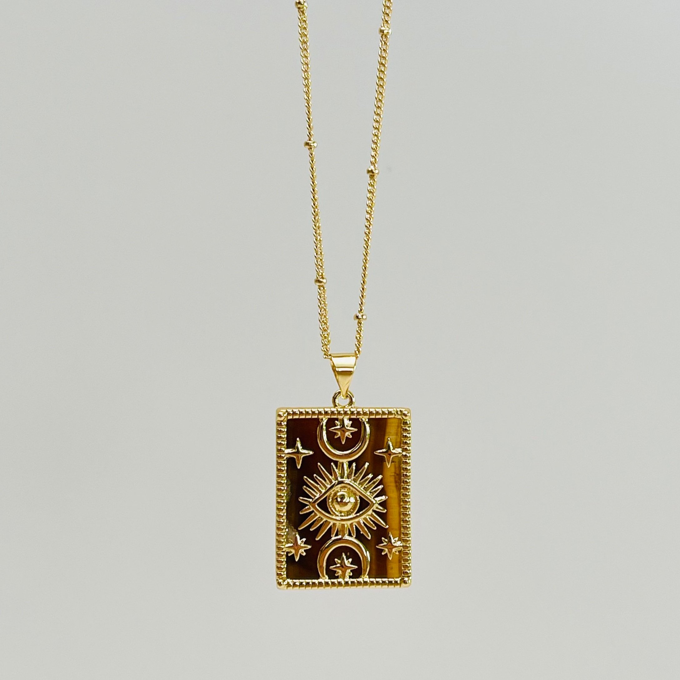 Tigers Eye Sun Tarot Pendant