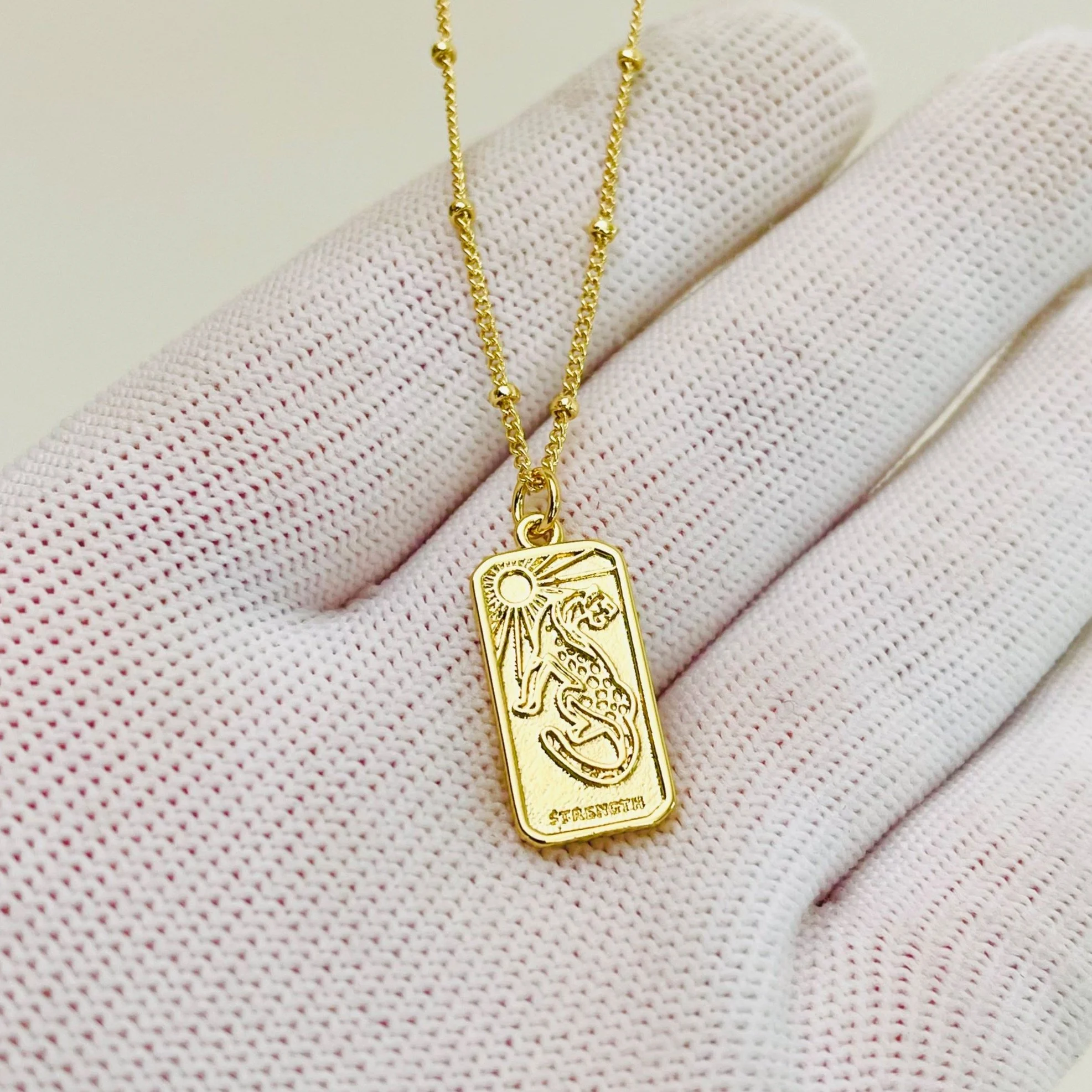 Strength Golden Tarot Pendant