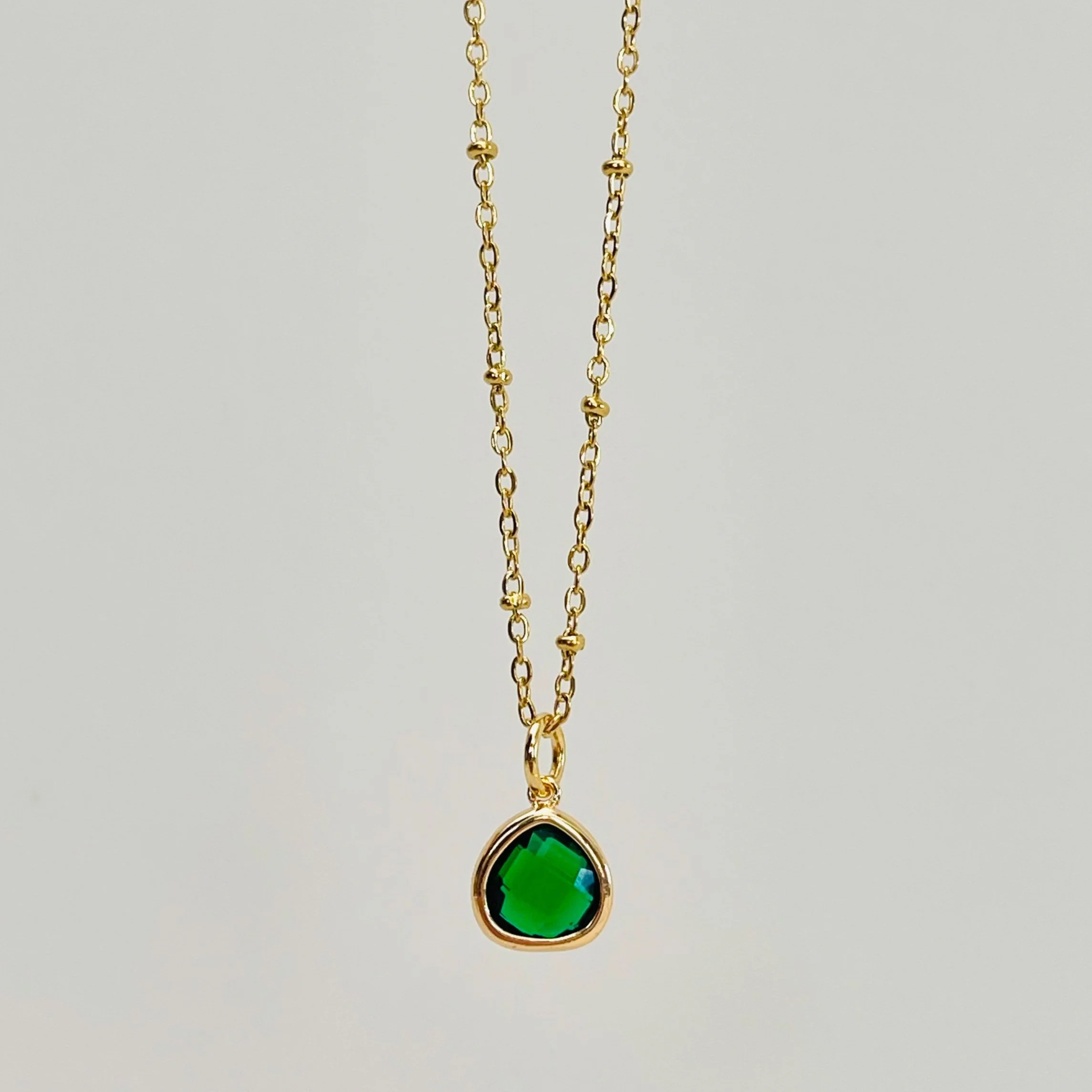 Rose Cut Emerald Teardrop Crystal Pendant