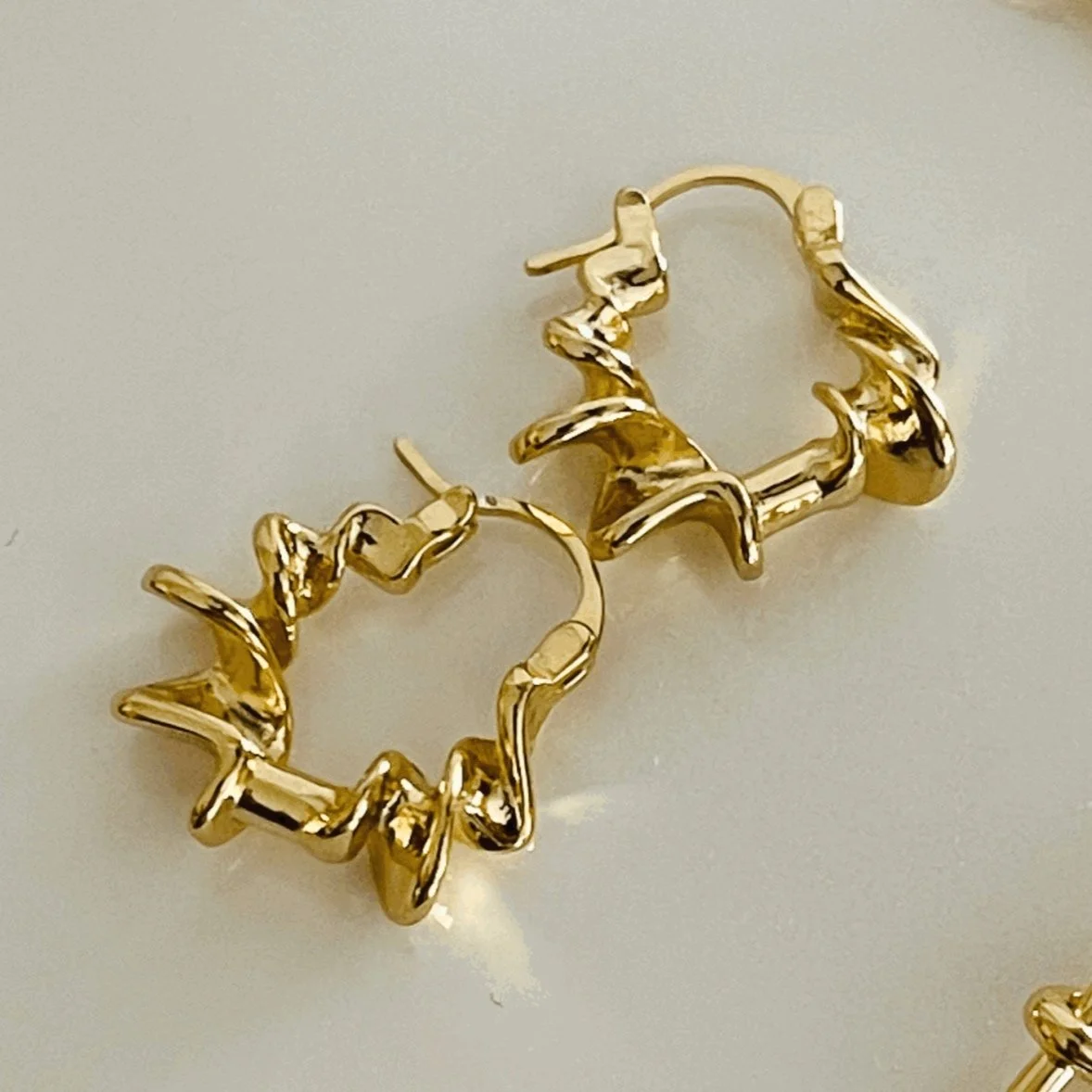 Liquid Spiral Hoops - Gold