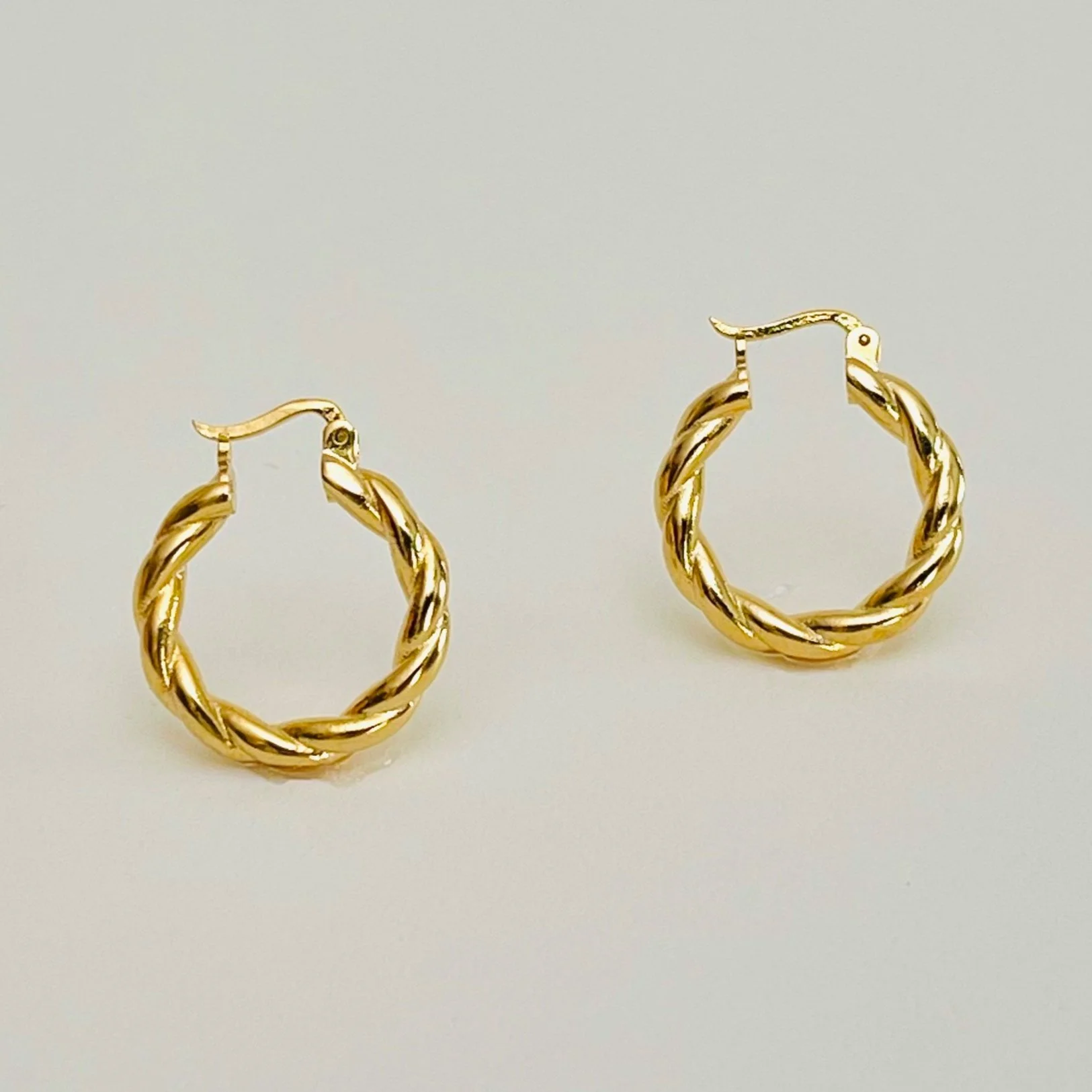 The Braided Twist Golden Hoops - Medium
