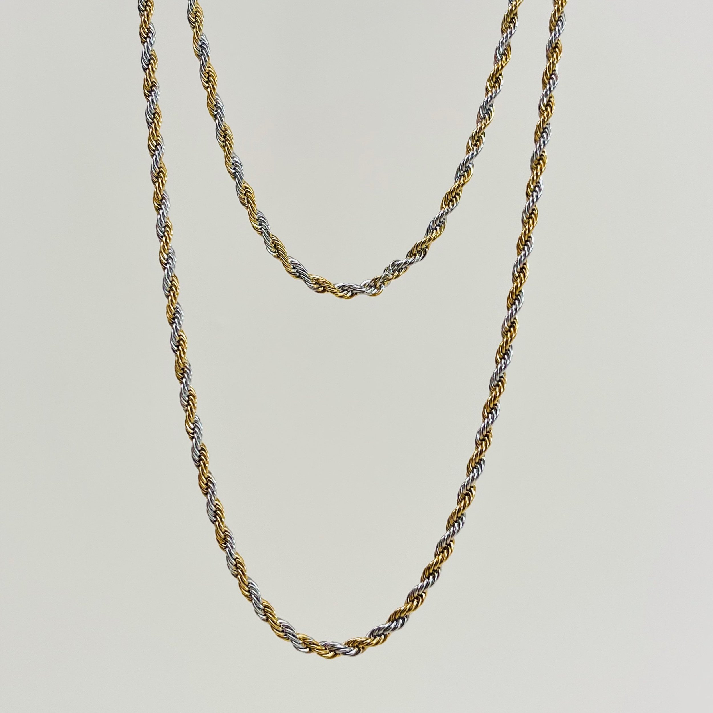 2mm Gold and Silver Twist Rope Chain - Stainless Steel