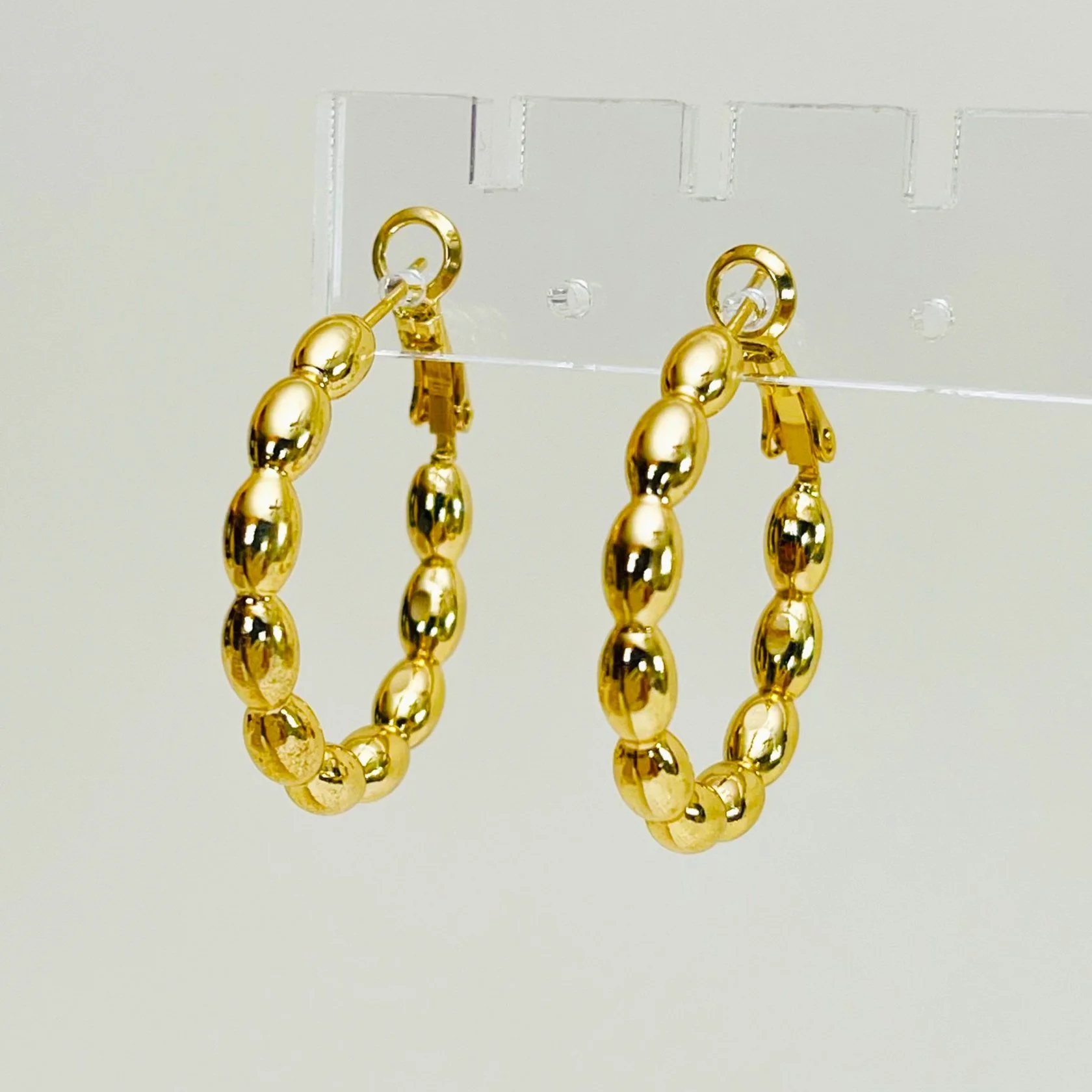 The Golden Tapered Bead Hoops