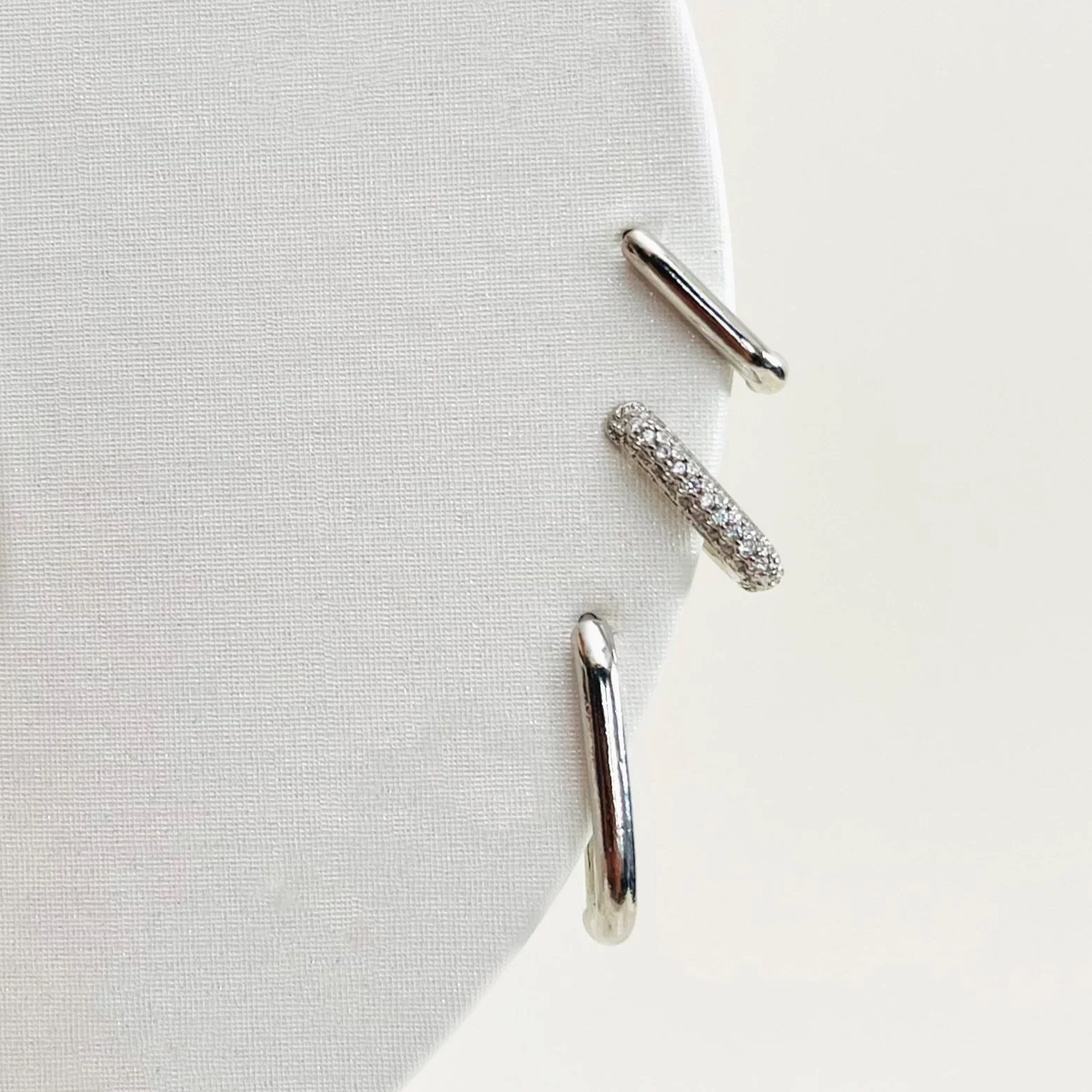 Silver Rounded Rectangle Huggie Hoops