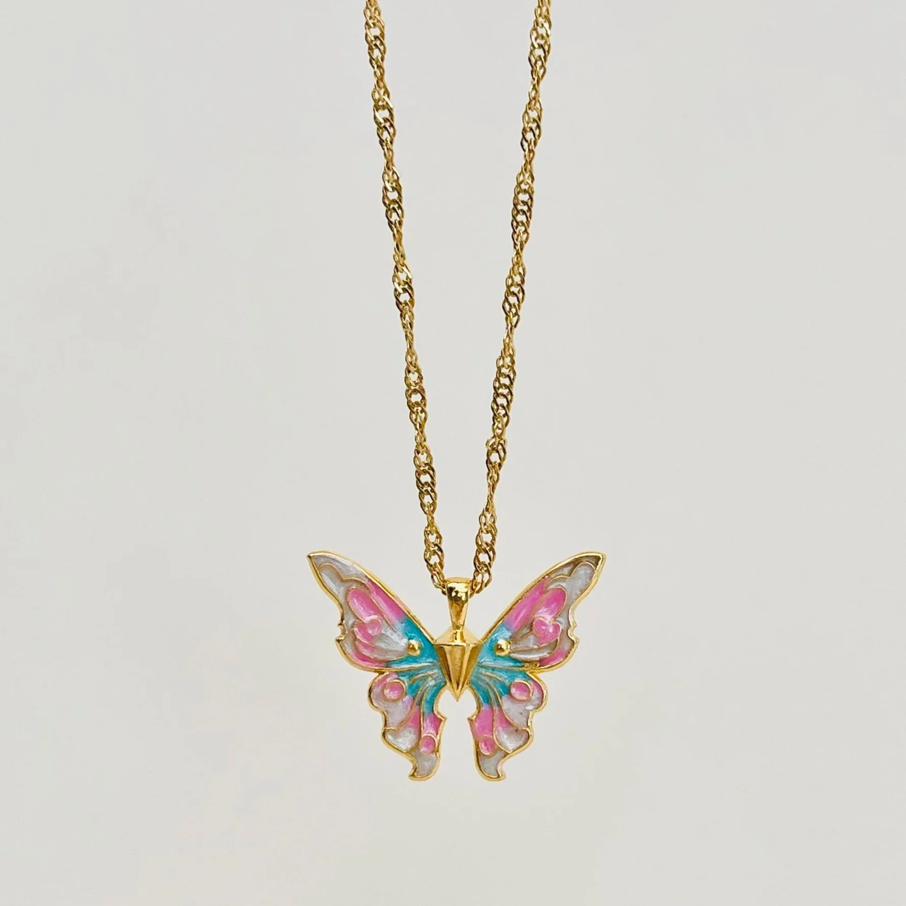 Bright Pastel Barbie Wing Butterfly Pendant