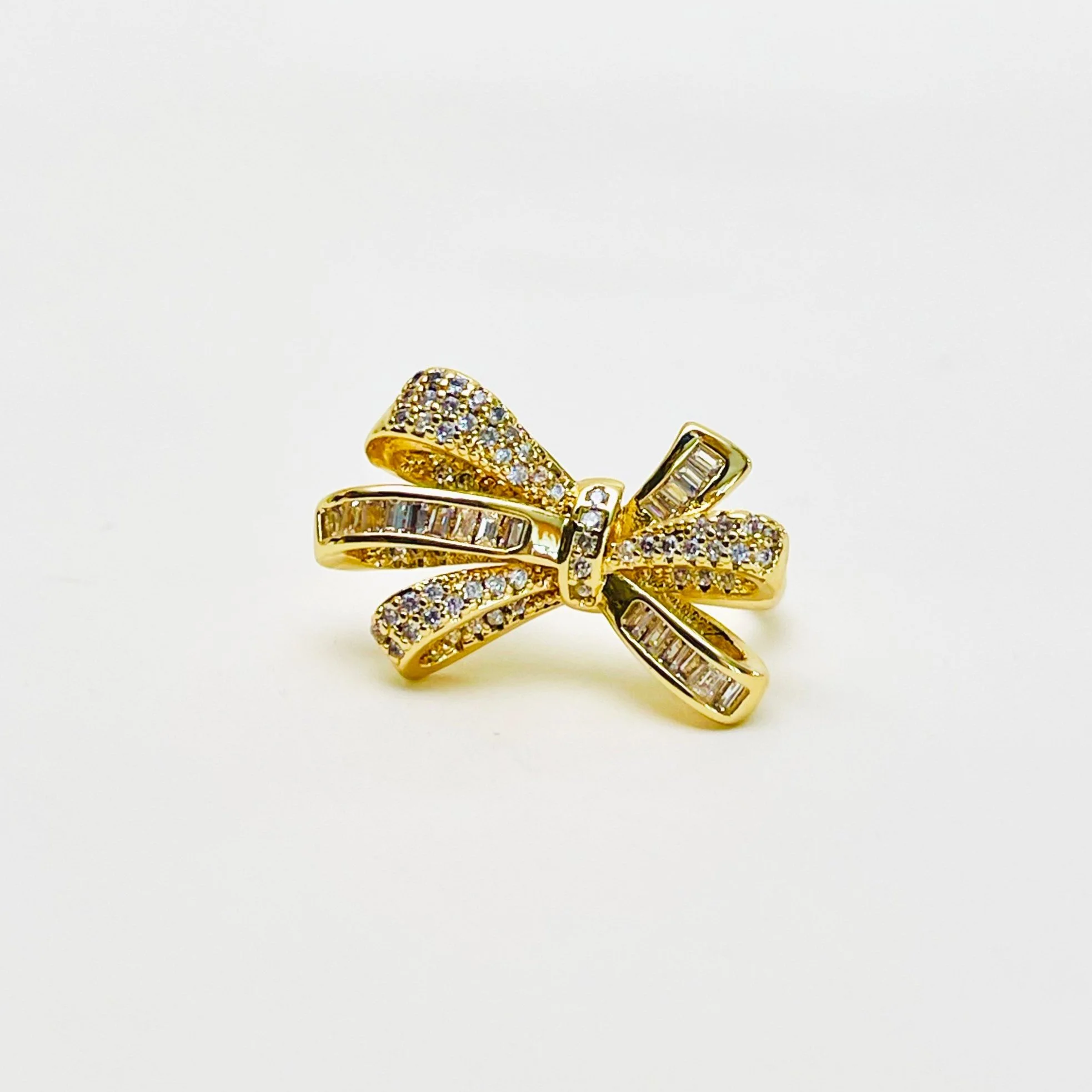 The Golden Crystal Bow Statement Ring