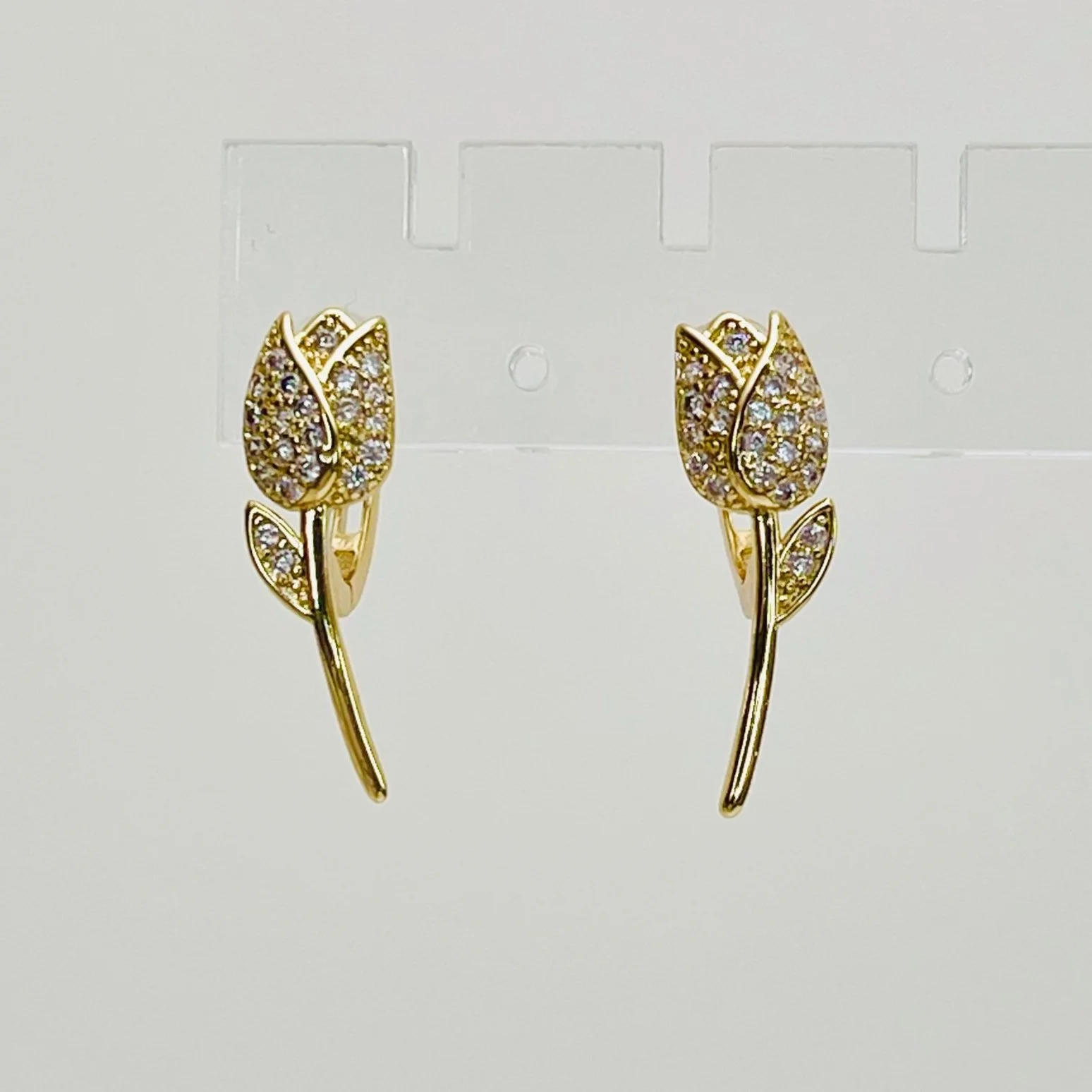 The Crystal Tulip Huggie Hoops