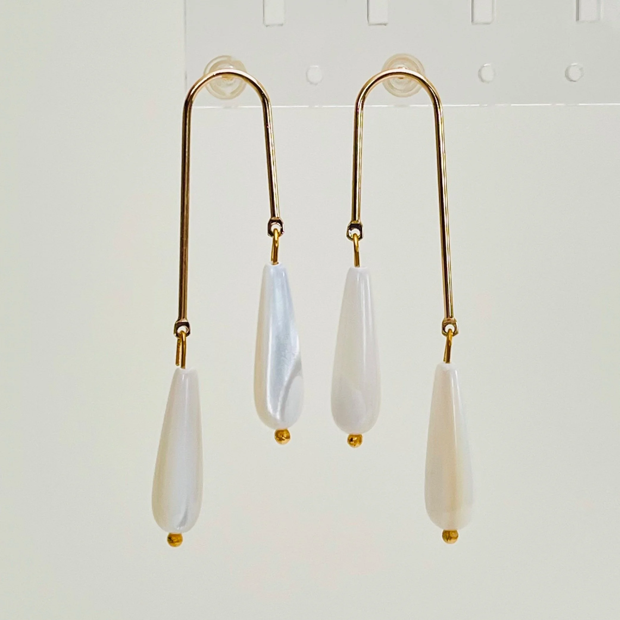 Golden Mother of Pearl Bead Statement Drops