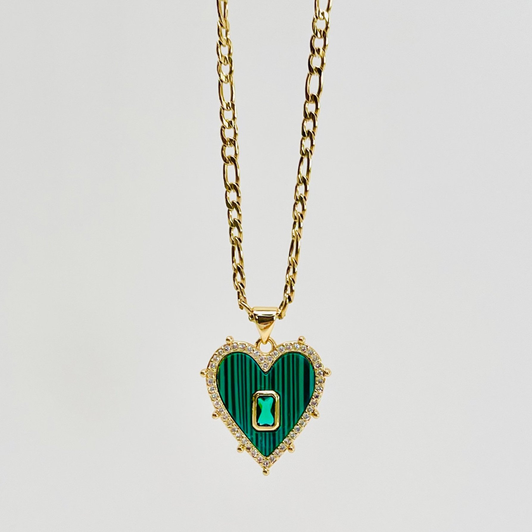 Malachite Emerald Crystal Heart Pendant