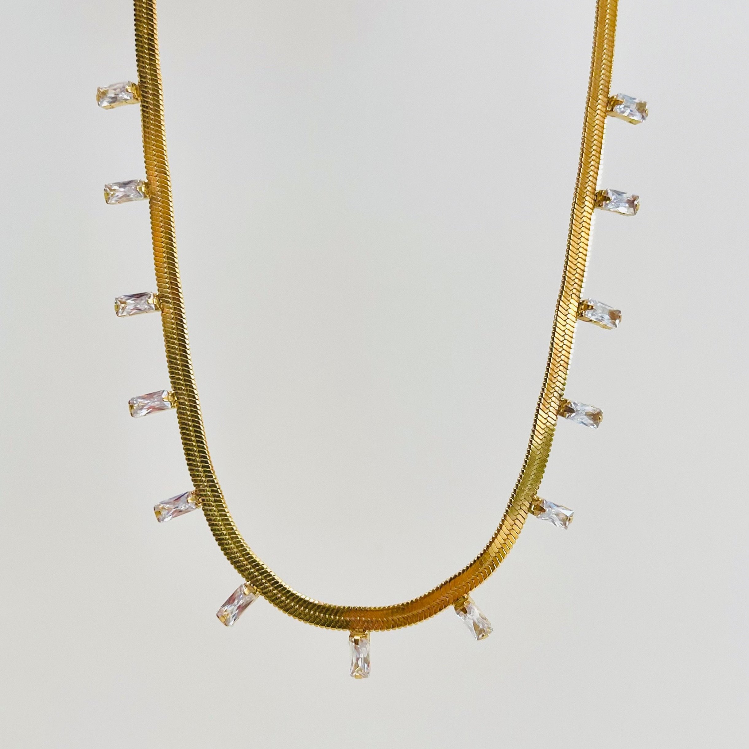 The Crystal Baguette Snake Chain Necklace
