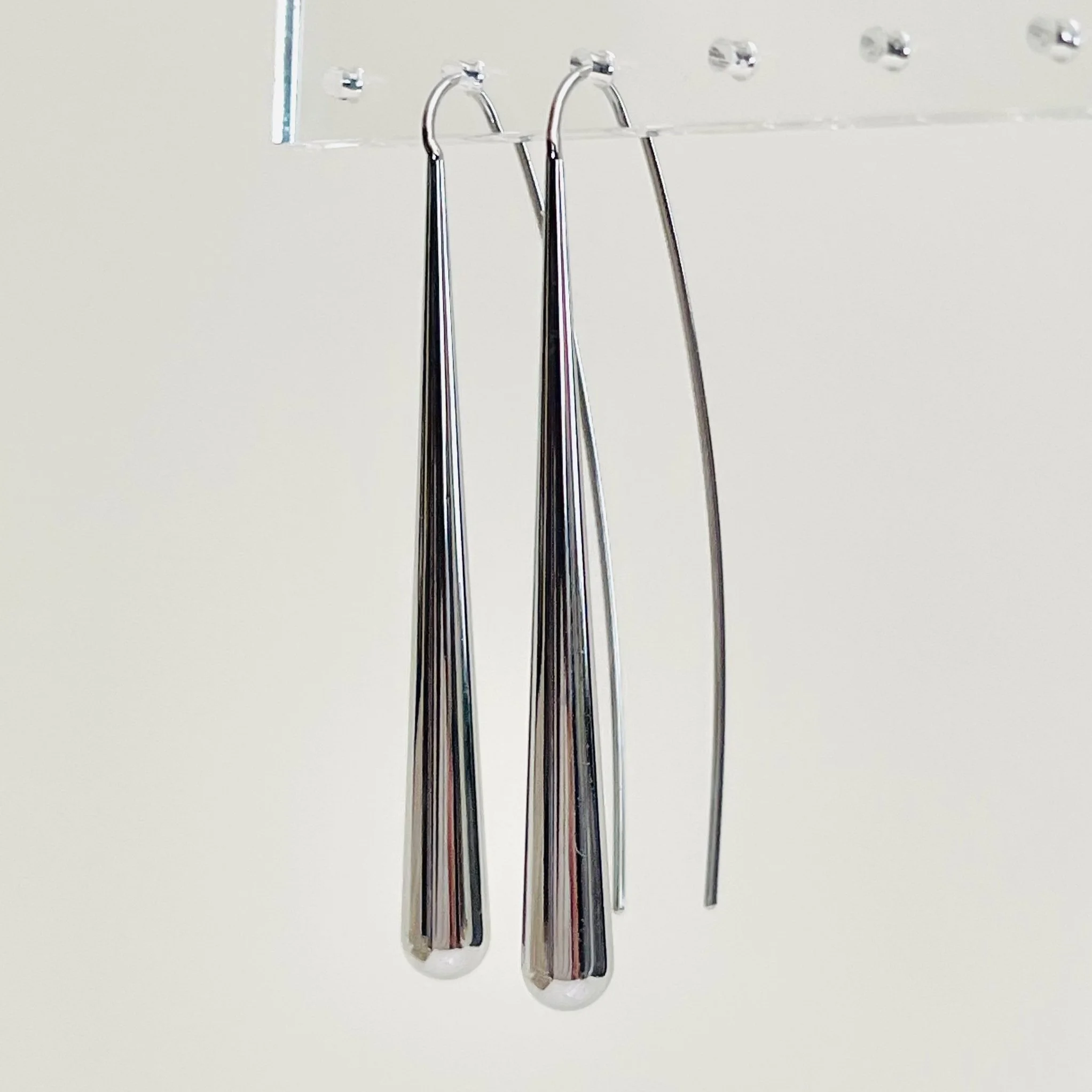 The Silver Domed Drop Statement Earrings