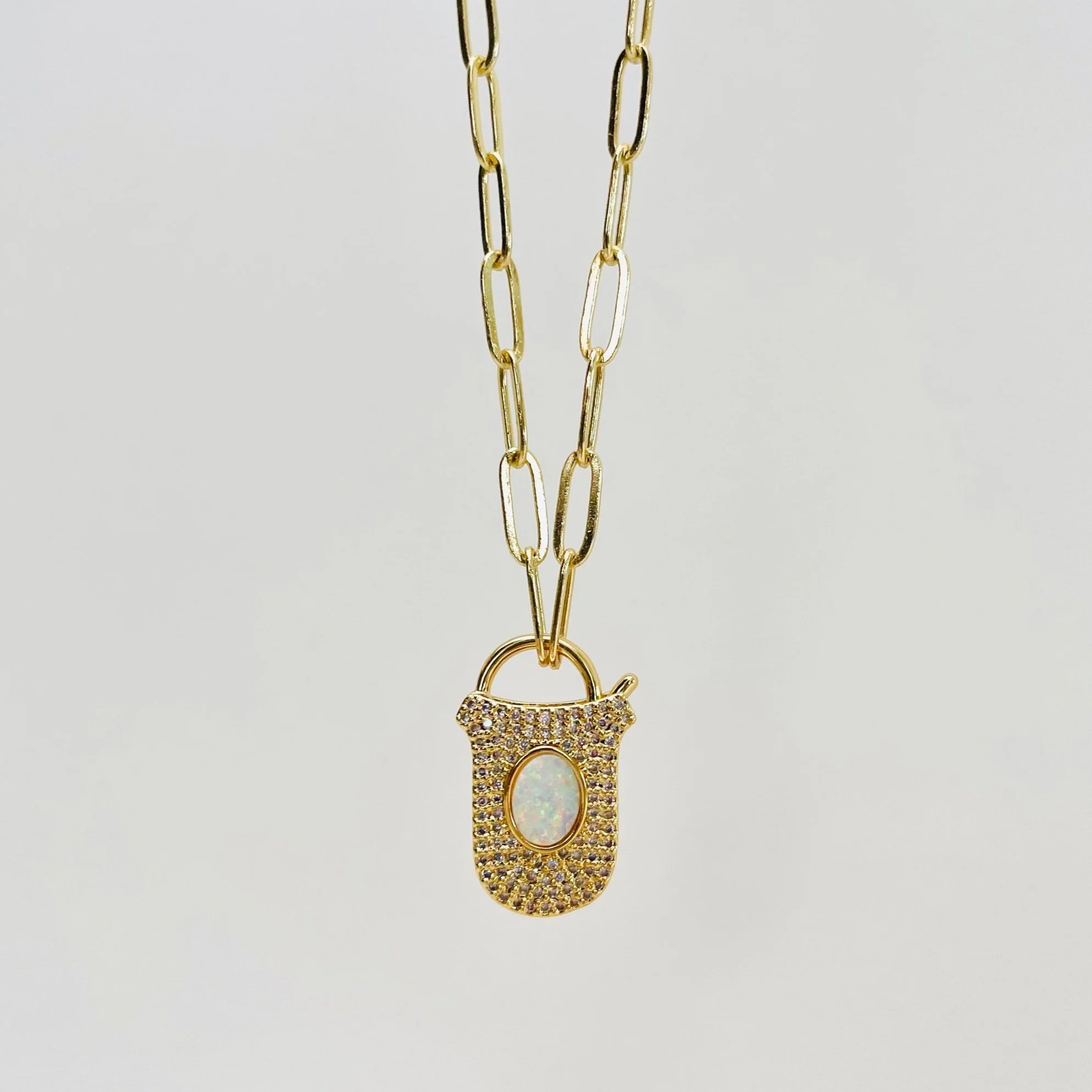 Opal Lock Pendant