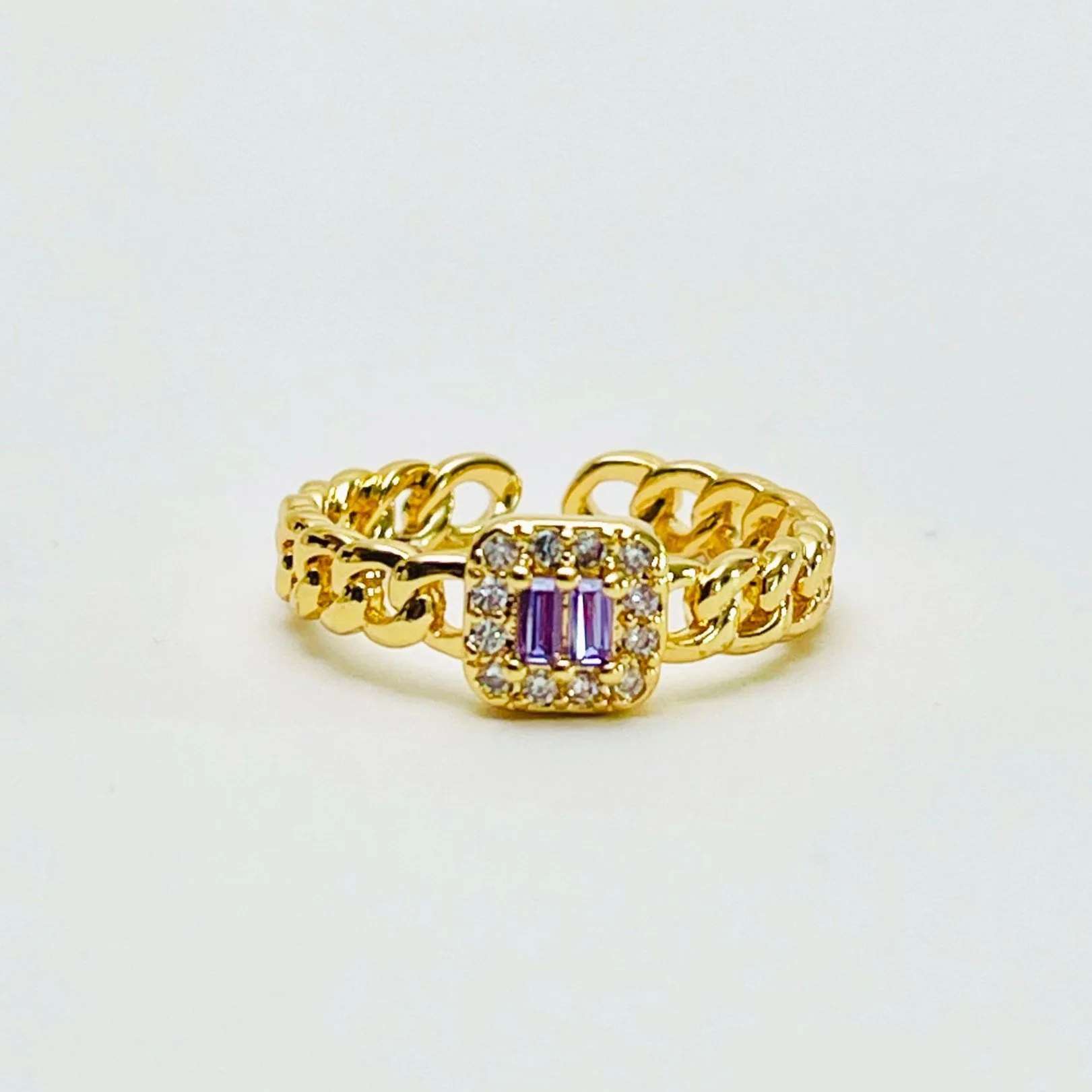 The Purple Baguette Chain Link Ring