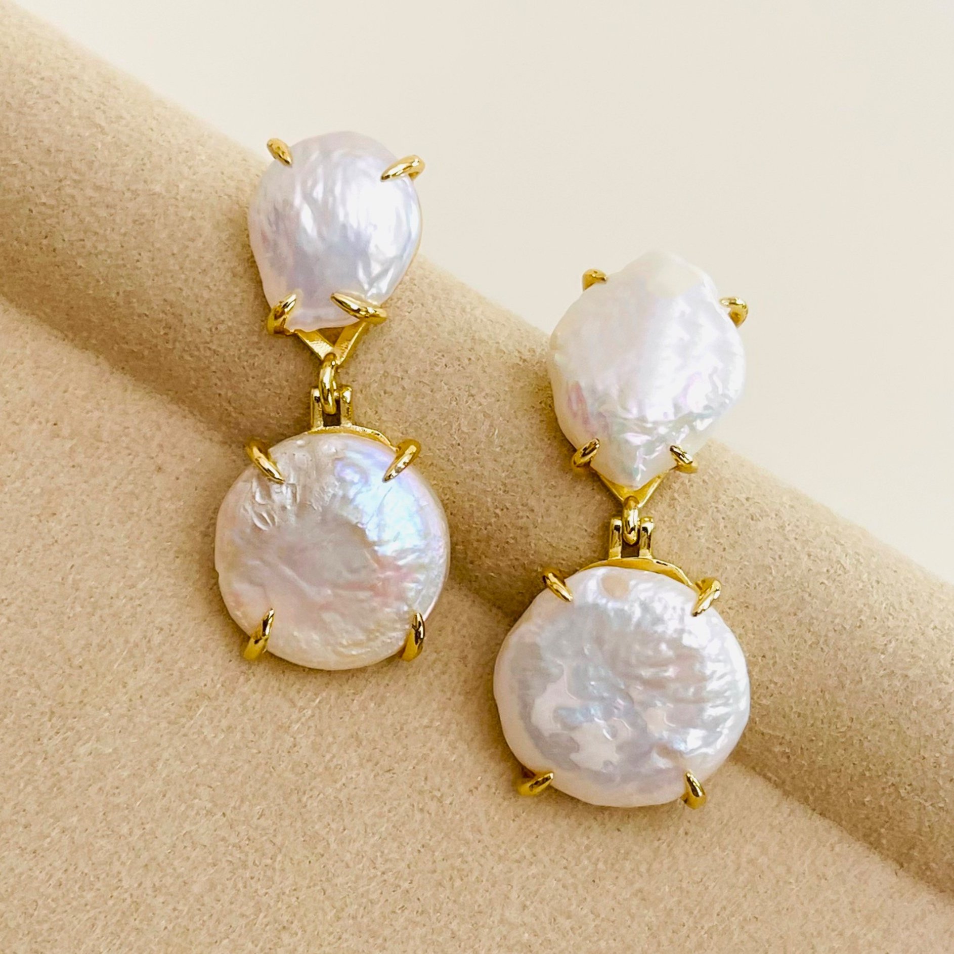 Natural Baroque Pearl Double Drop Earrings