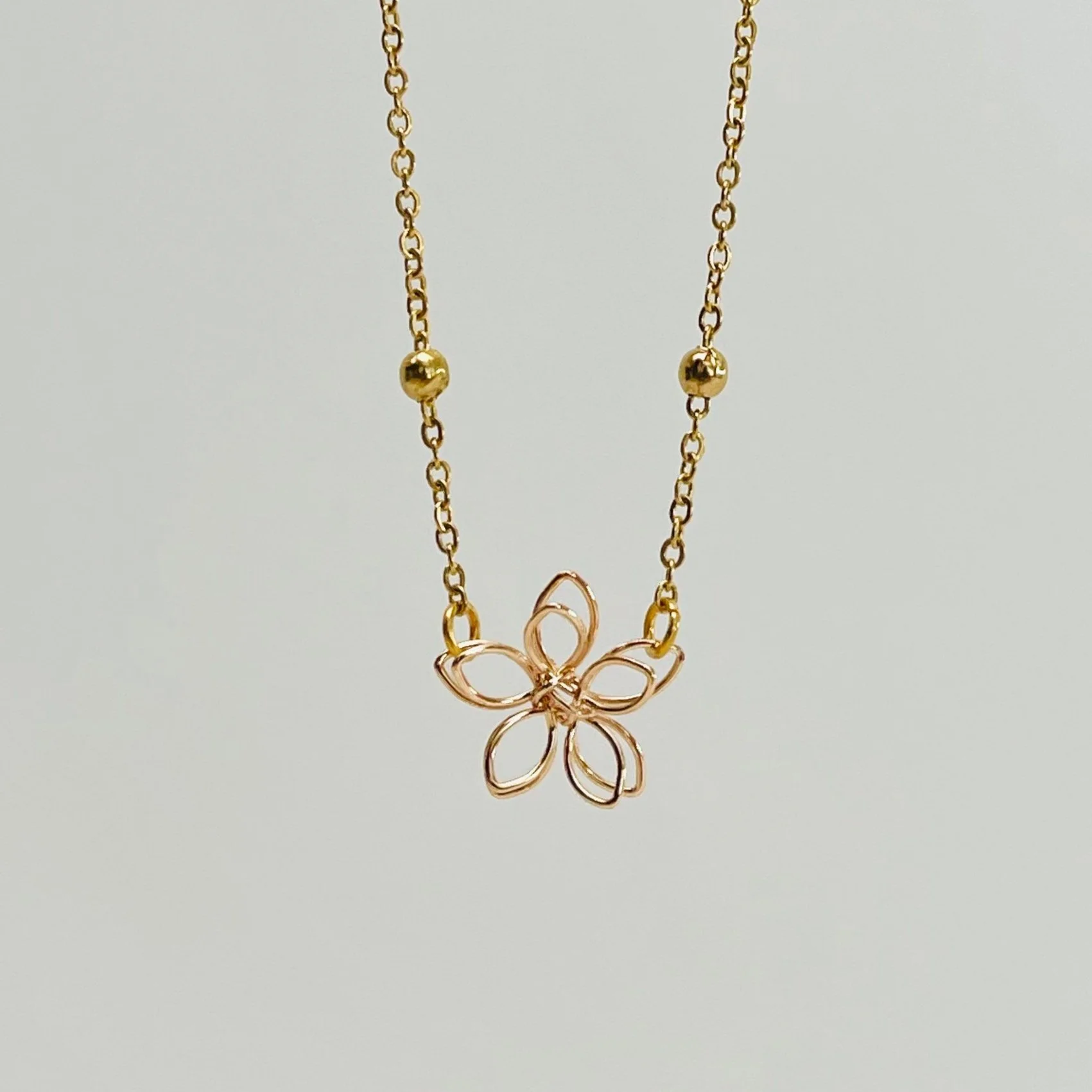 Golden Wildflower Beaded Chain Necklace
