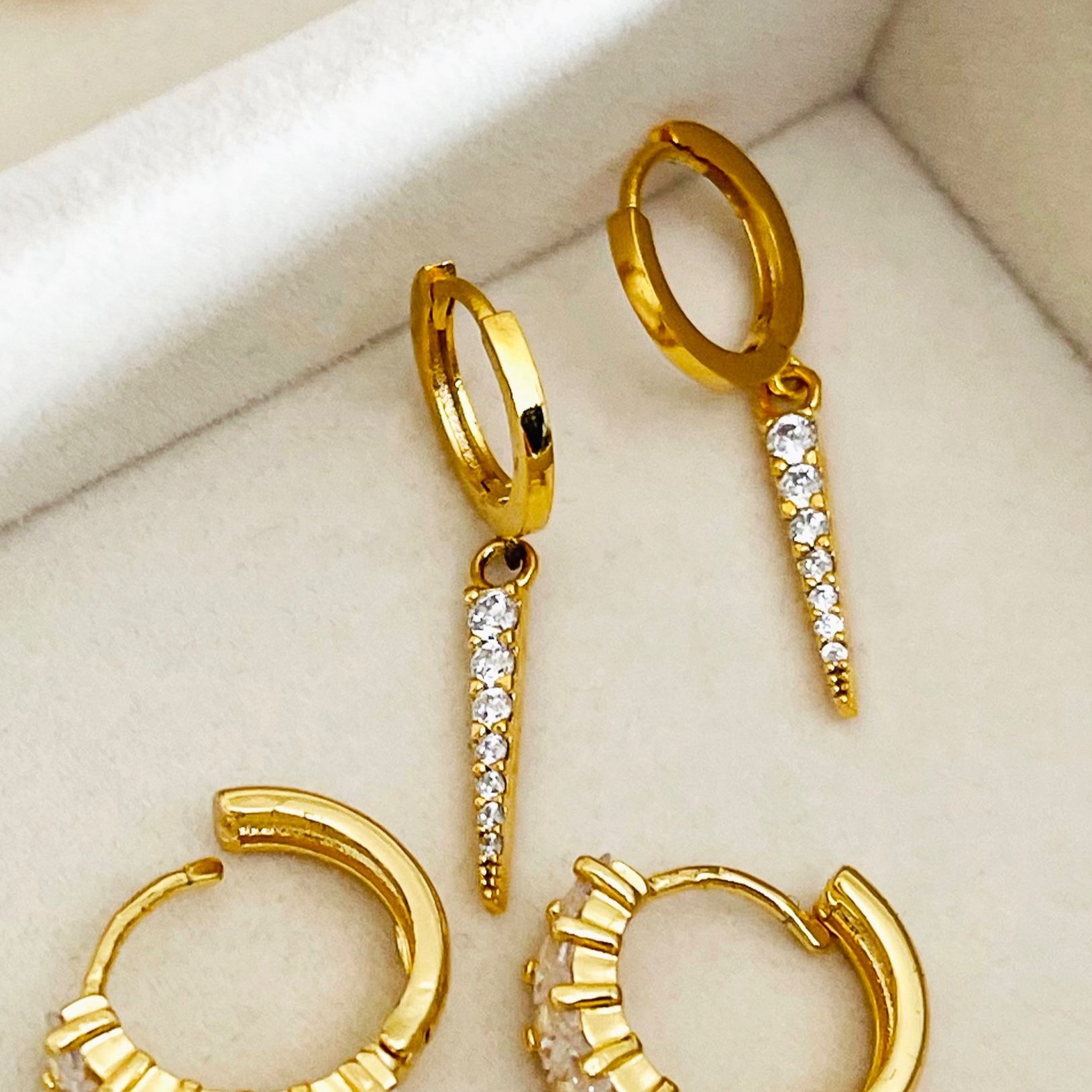 Crystal Spike Drop Hoops