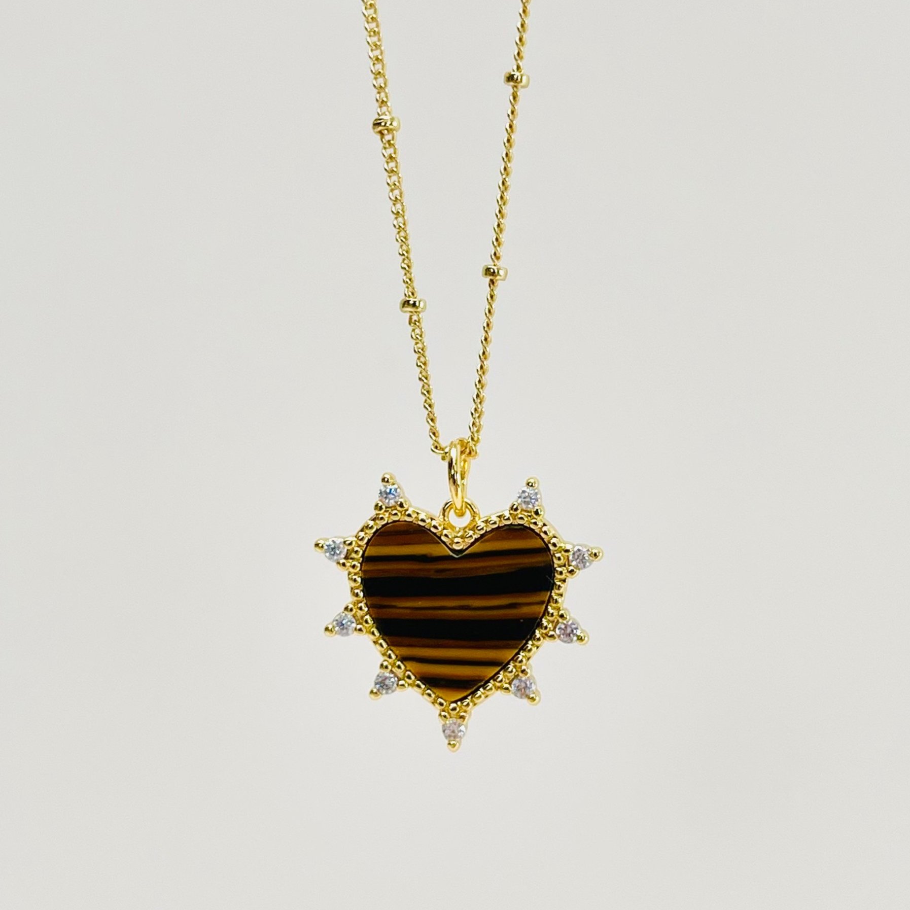Tiger Eye Crystal Heart Pendant