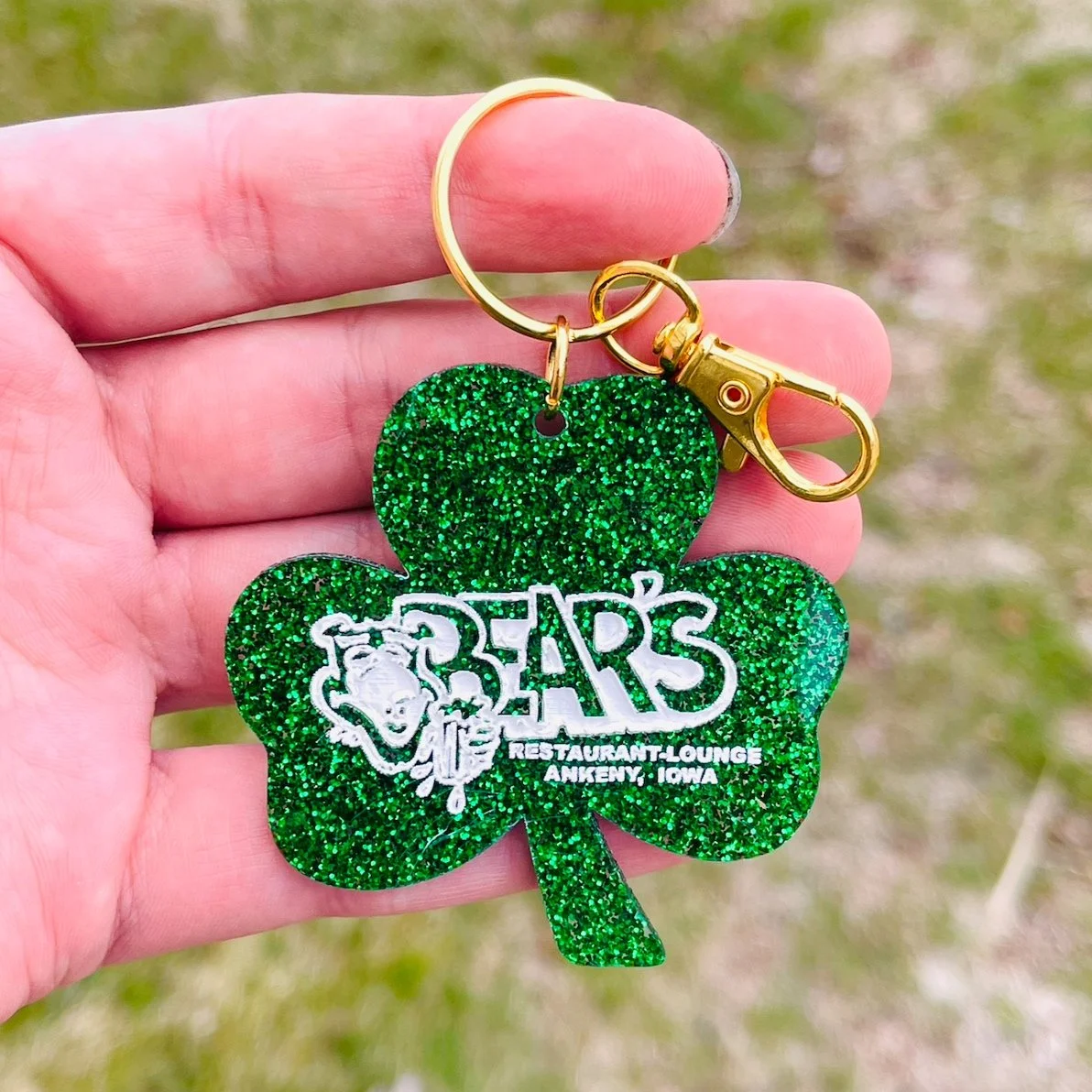 Bear's Retro Logo Shamrock Charm