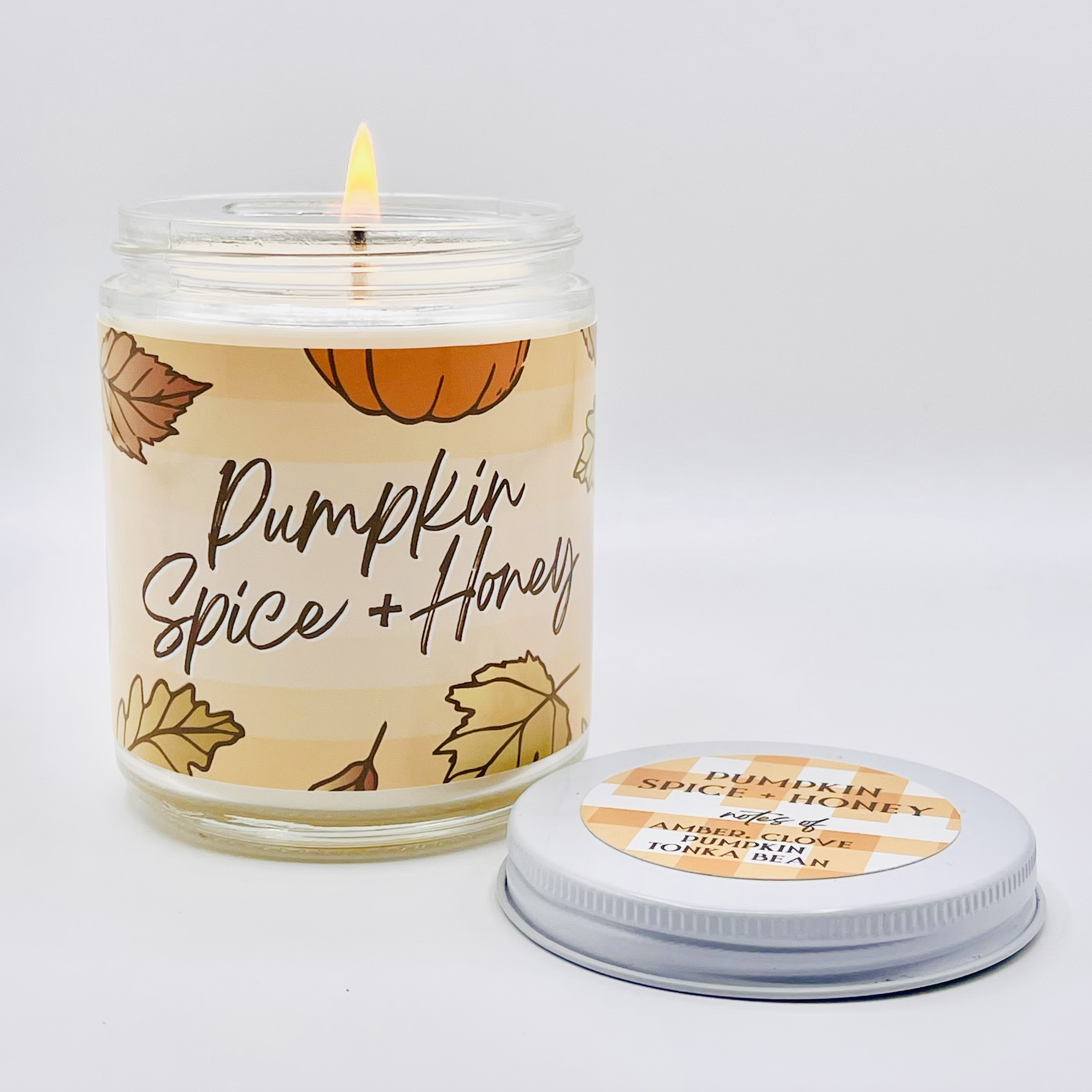 PUMPKIN SPICE AND HONEY - ARTISANAL HAND POURED 8OZ GLASS JAR CANDLE