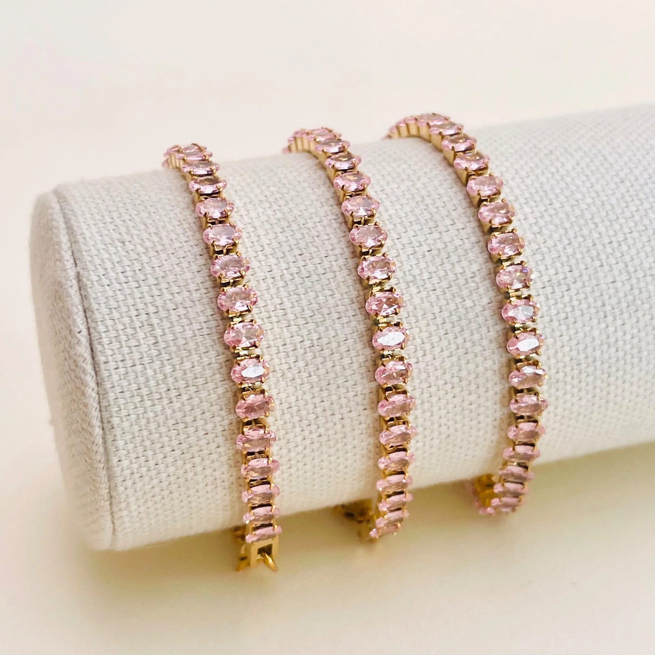 Blush Faceted Oval Crystal Tennis Bracelet