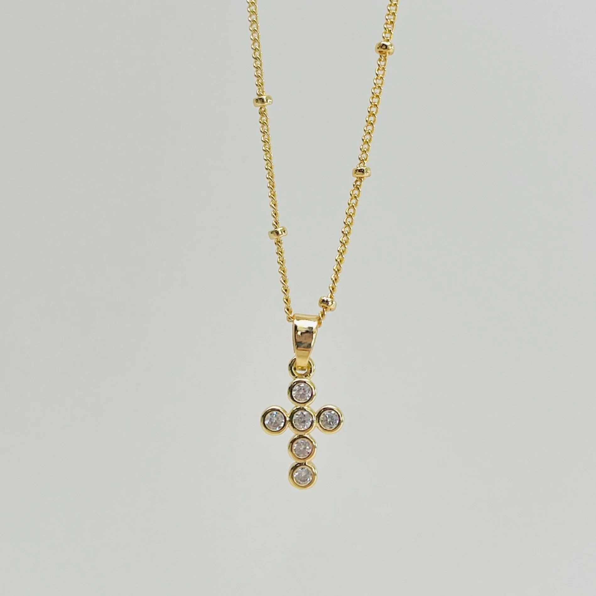 Bezel Set Crystal Cross Mini Pendant