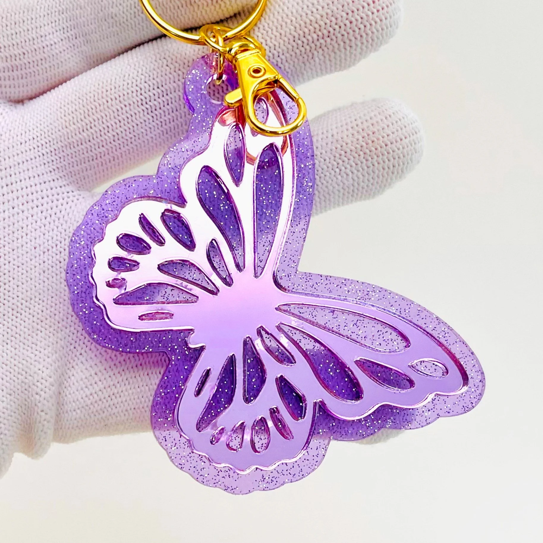 Purple Mirrored Butterfly Charm