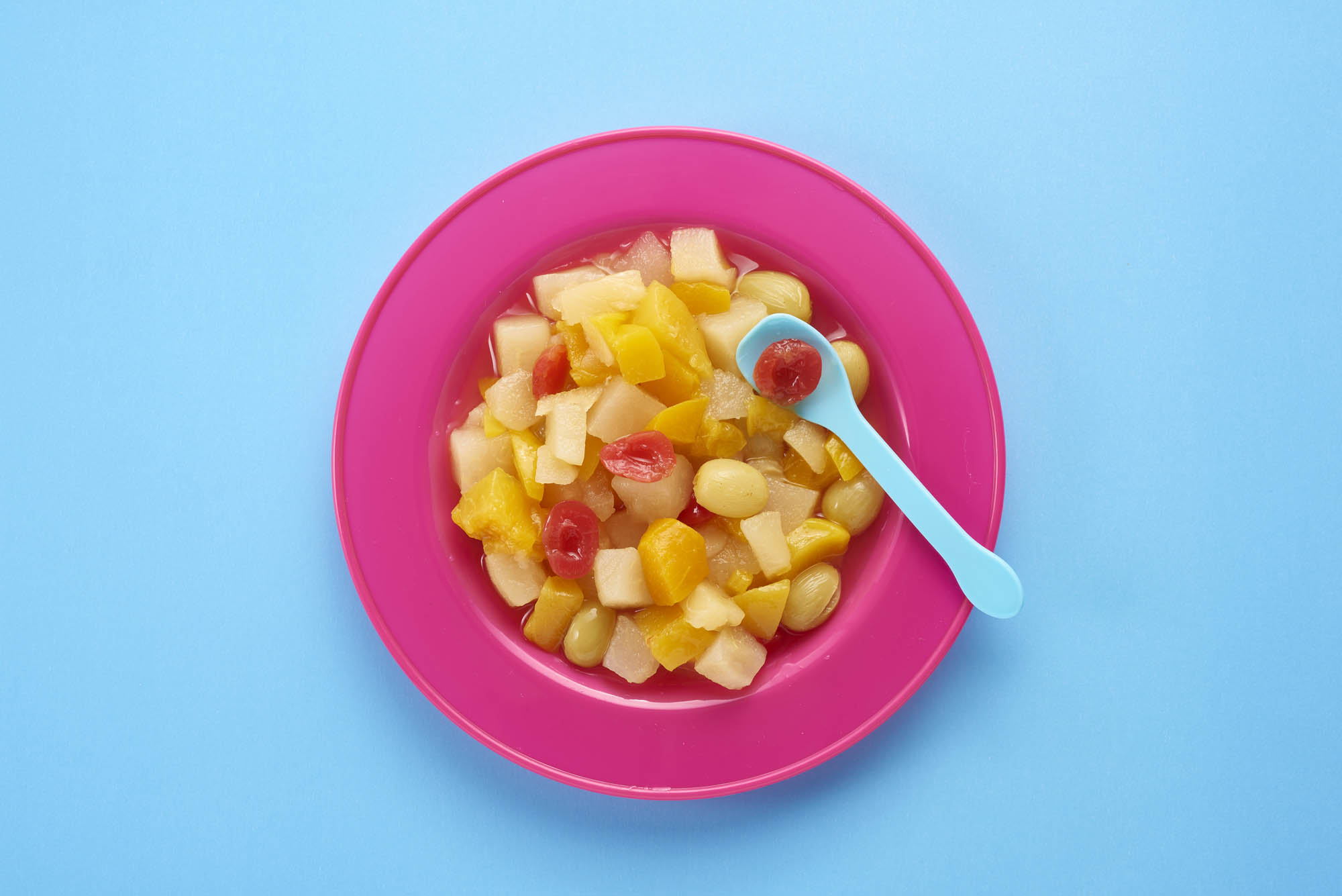 Canned Fruit Salad on Plate