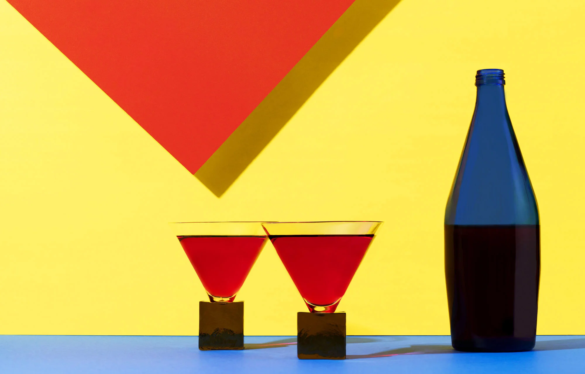 Red, Yellow and Blue Drink Still Life in Toronto Studio 