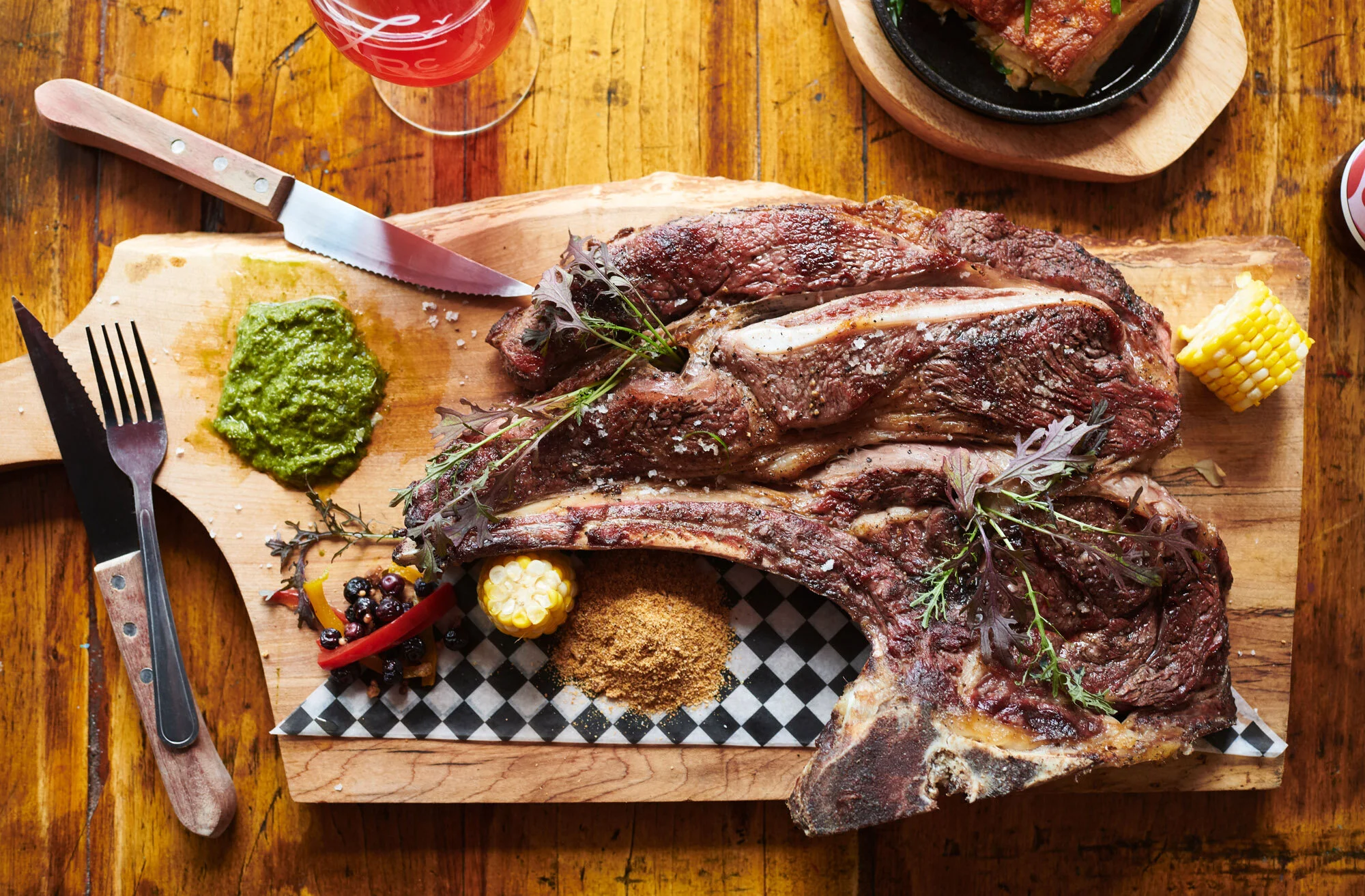 Steak in Toronto Restaurant by FSummer spritz cocktail with orange slices by Toronto Food Photographer 