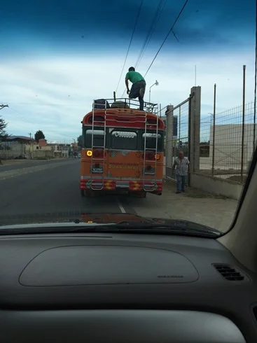 At one point, we hedged our bets and followed this chicken bus for about 40 minutes. When it pulled over, so did we. Eventually, they waved us on and we were on our own again. 