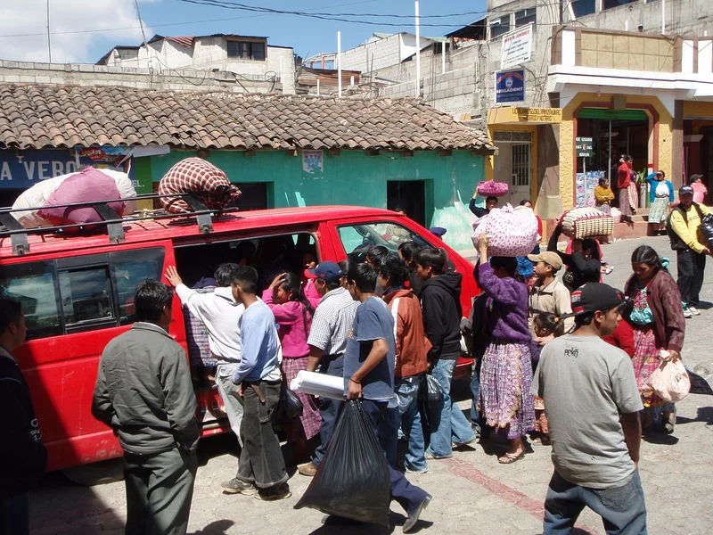 Xela's form of public transportation, the Microbus. Yes, they will all fit.
