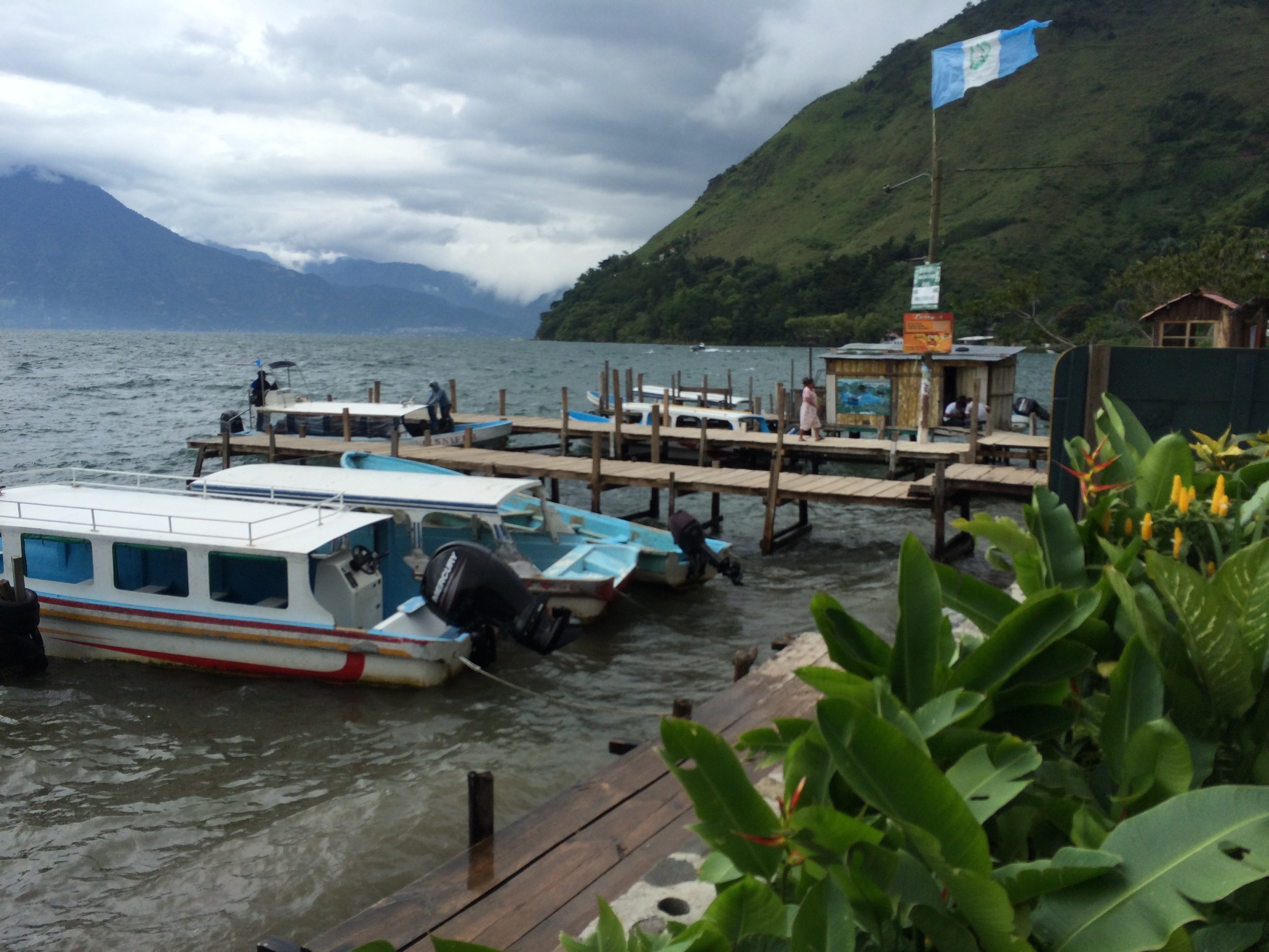 We arrived around 3 pm. Lake Atitlan is pretty choppy in the afternoon. 