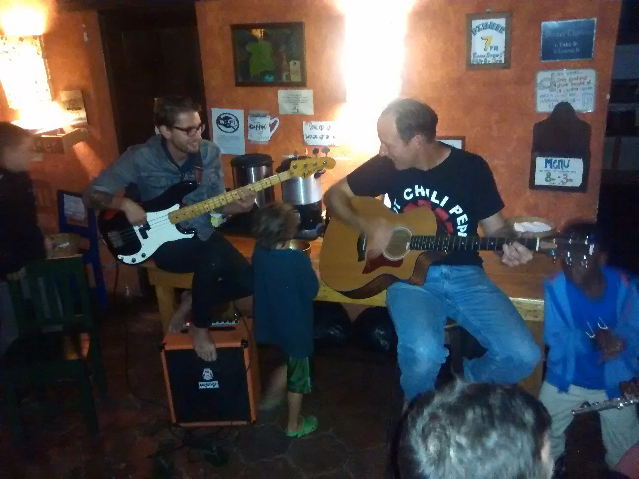 Tag's first appearance in a band. He's playing a singing bowl. 
