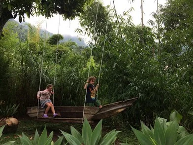 Tag & Elle played for an hour on this old boat turned into a swing. It is pretty cool.