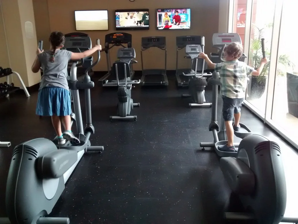 The kids enjoyed the workout facilities at the hotel .