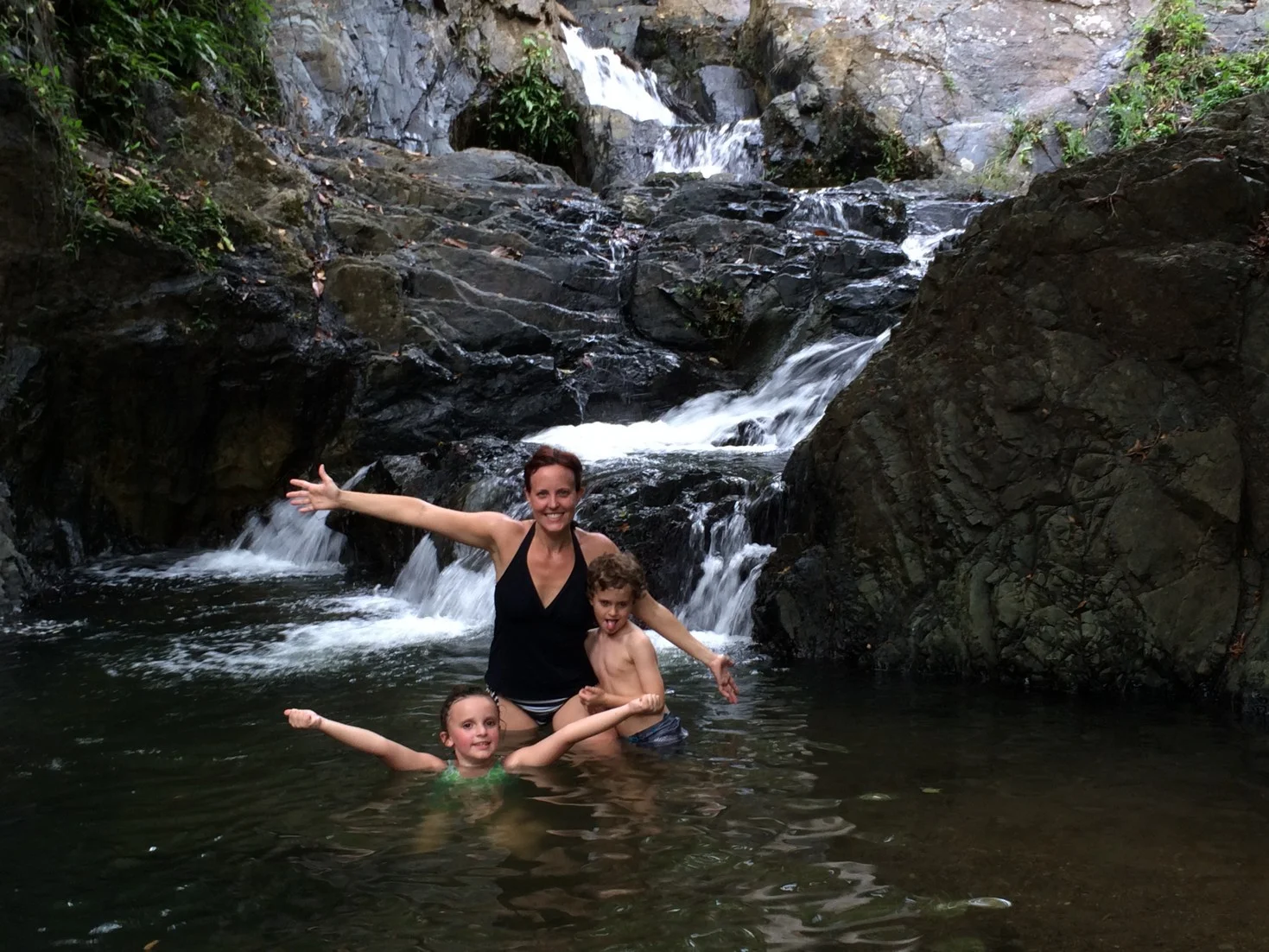 The hike was a little over a mile and it was hot. The dip in this natural waterfall was just what we needed. Since there was no one else anywhere near, Tag decided to swim in the buff shortly after this picture was taken.