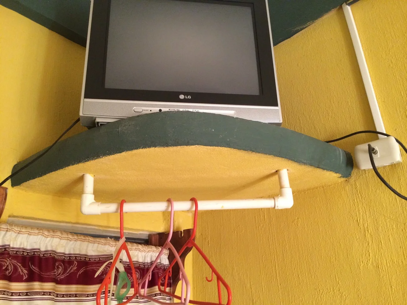 Hang your clothes on the closet rod (made of PVC)