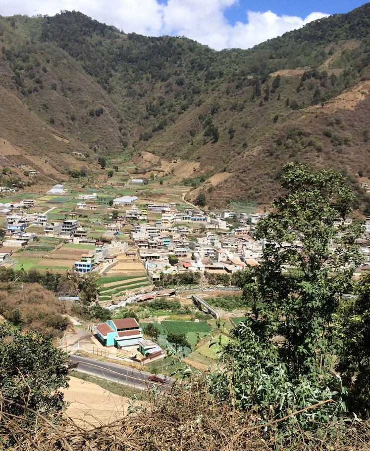 Looking down on Zunil during the climb up the volcano